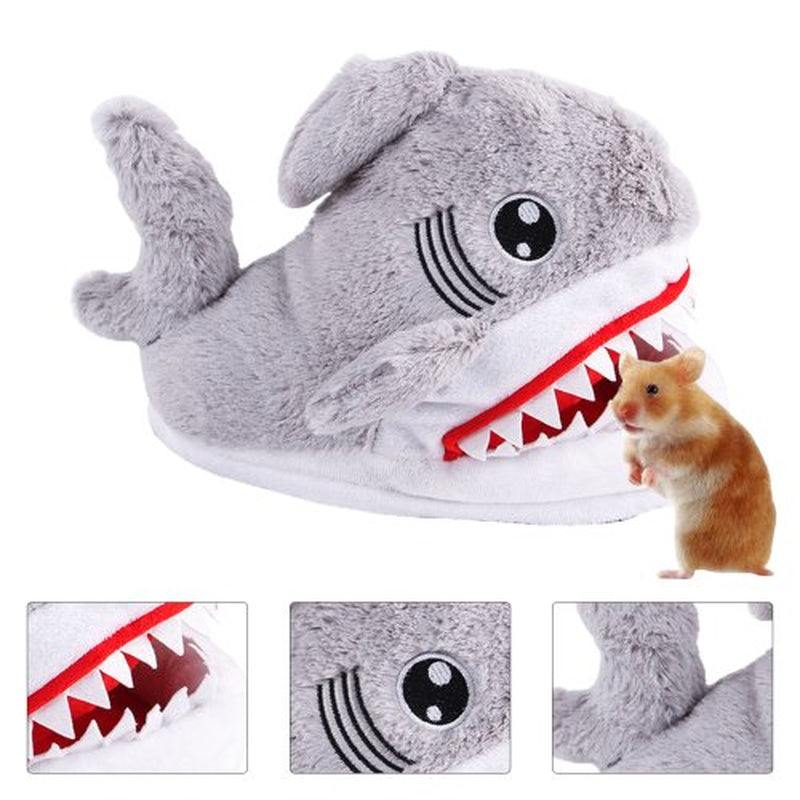 Visland Shark Shape Warm Hamster Nest House Pet Warm Flannel Cozy Hideout Cage Habitat with Small Animal Sleeping Mat House for Hamster Hedgehog Rat Chinchilla Animals & Pet Supplies > Pet Supplies > Small Animal Supplies > Small Animal Habitats & Cages Visland 2Pcs  