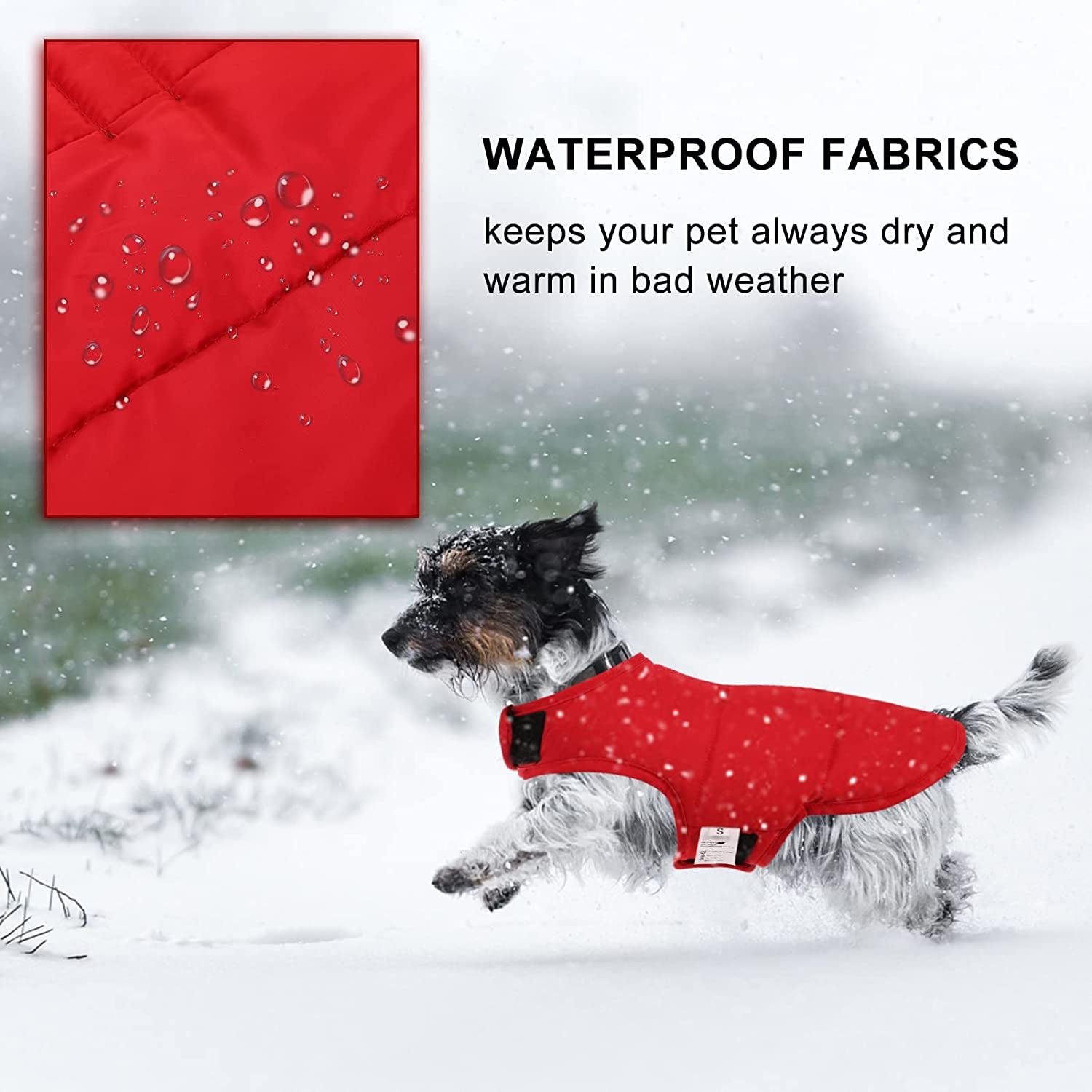 Queenmore Winter Dog Jacket, Adjustable Waterproof Reflective Cold Weather Padding Coat, Plaid Checkered Pet Clothes with Pocket (Red, S) Animals & Pet Supplies > Pet Supplies > Dog Supplies > Dog Apparel Queenmore   