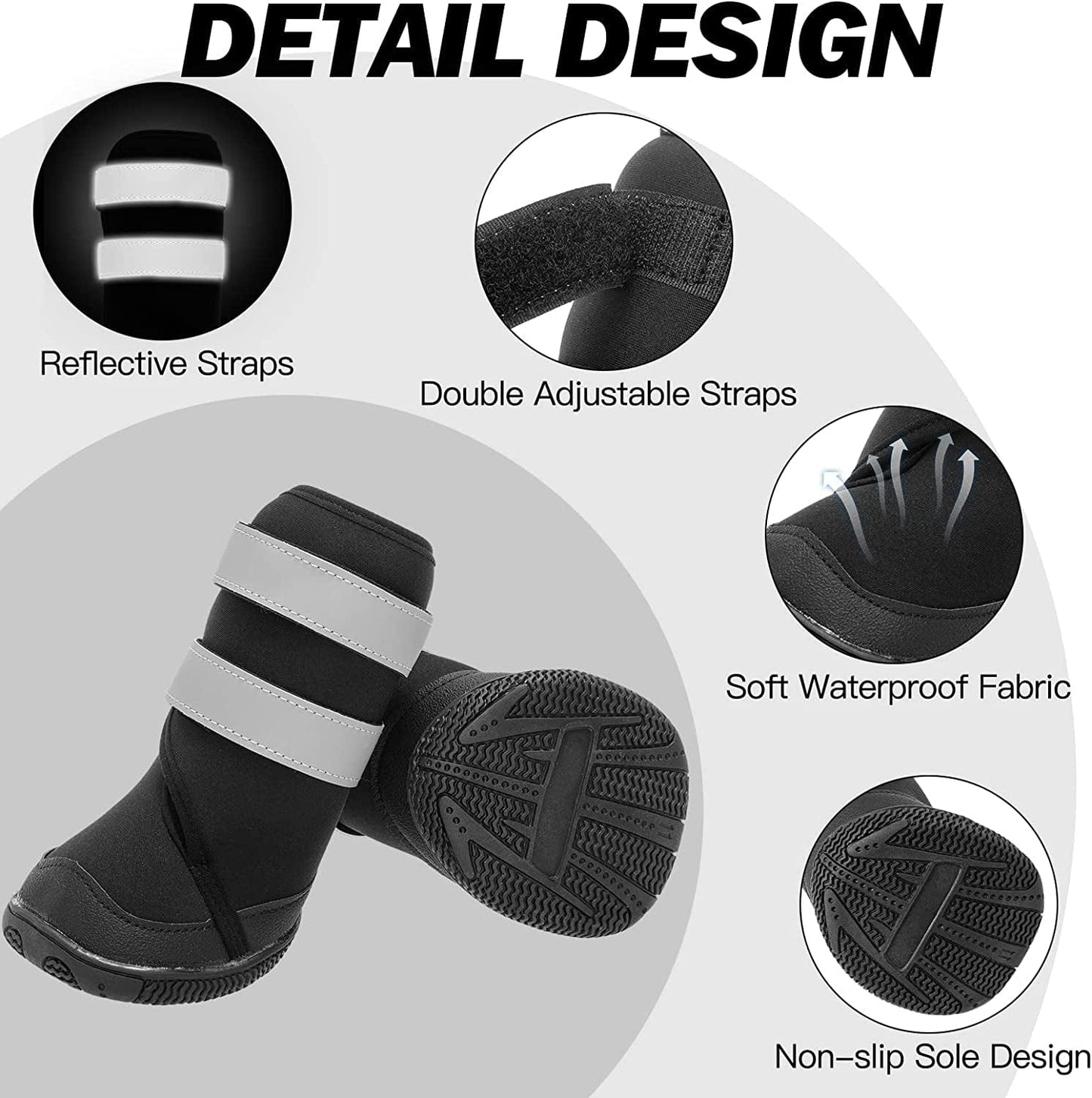 BINGPET Dog Boots for Large Dogs - Waterproof Non-Slip Dog Shoes with Reflective and Adjustable Straps - Ourdoor Dog Paw Protectors in Winter Animals & Pet Supplies > Pet Supplies > Dog Supplies > Dog Apparel BINGPET   