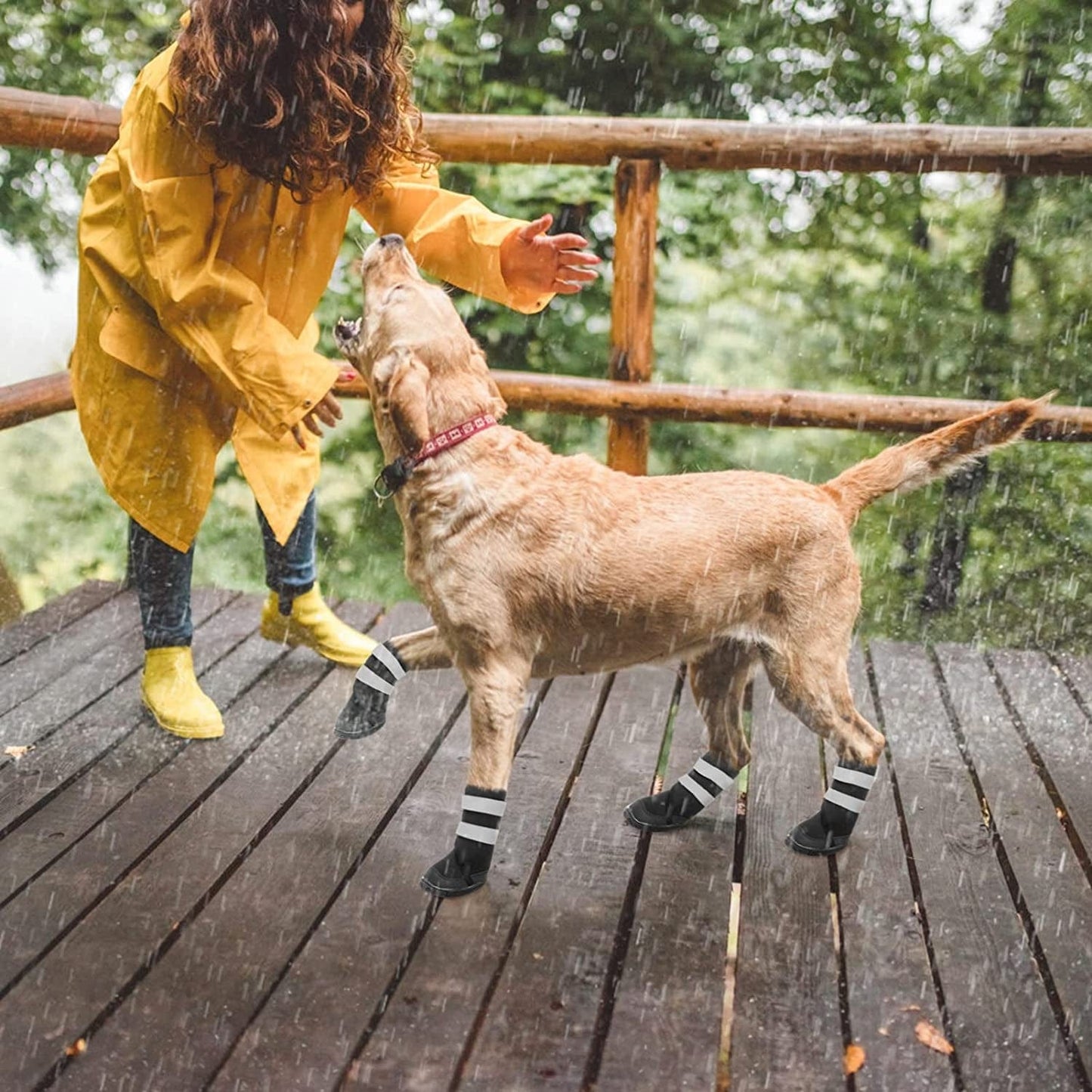 BINGPET Dog Boots for Large Dogs - Waterproof Non-Slip Dog Shoes with Reflective and Adjustable Straps - Ourdoor Dog Paw Protectors in Winter Animals & Pet Supplies > Pet Supplies > Dog Supplies > Dog Apparel BINGPET   