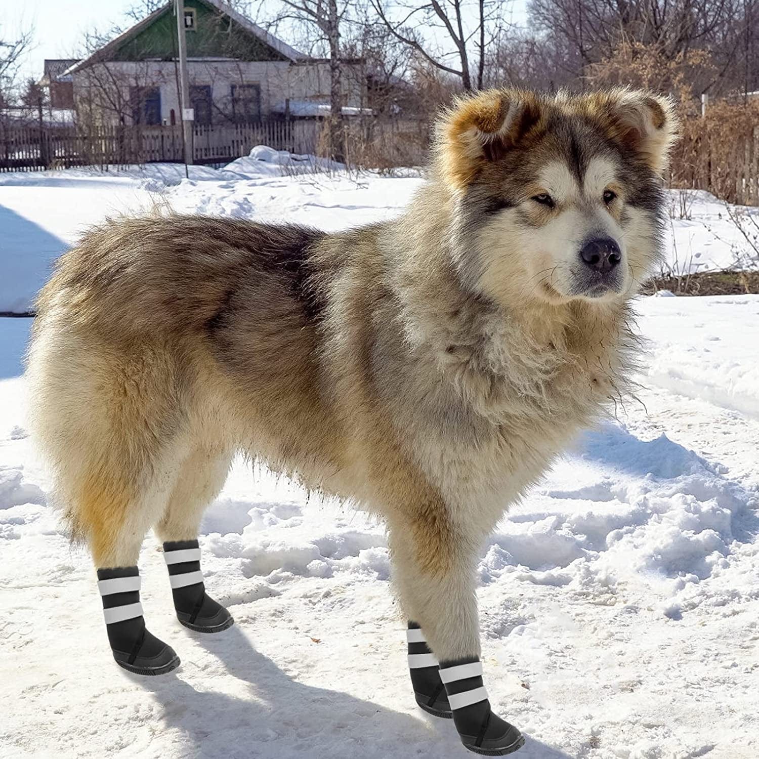 BINGPET Dog Boots for Large Dogs - Waterproof Non-Slip Dog Shoes with Reflective and Adjustable Straps - Ourdoor Dog Paw Protectors in Winter Animals & Pet Supplies > Pet Supplies > Dog Supplies > Dog Apparel BINGPET   
