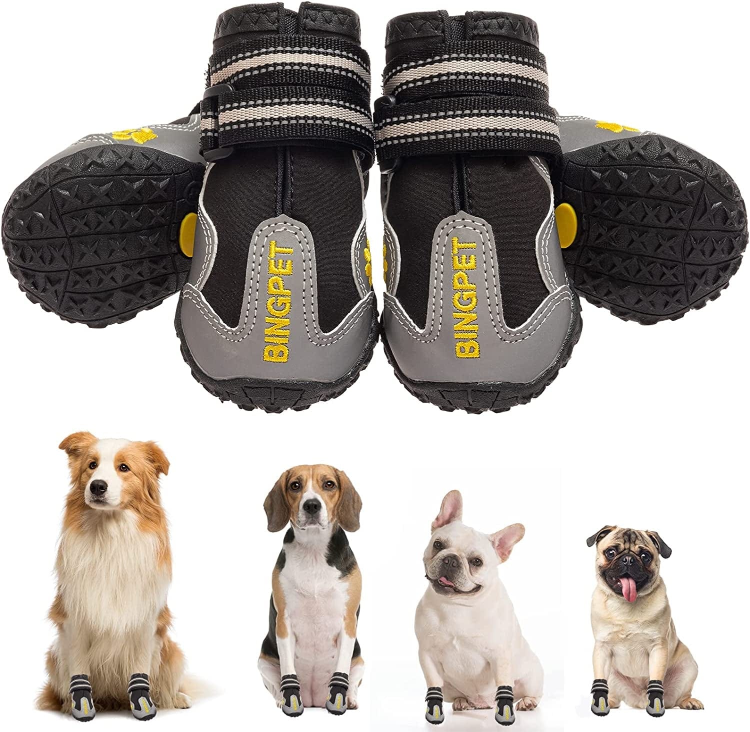 BINGPET Dog Boots -Waterproof Non-Slip Winter Dog Shoes Outdoor Paw Protector with Adjustable Reflective Straps and Rubber Soles Dog Boots for Small to Large Dogs Animals & Pet Supplies > Pet Supplies > Dog Supplies > Dog Apparel BINGPET Size 5  