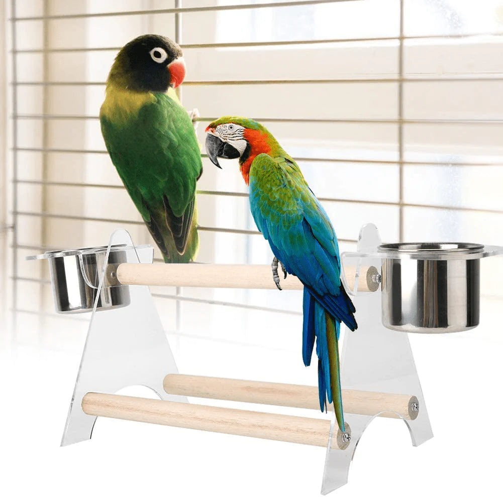 Bird Cage Stand Portable Stable Metal Wooden Parrot Perch Training Playstand Playgound Play Gym for Concures Parakeets Lovebirds Cockatiels