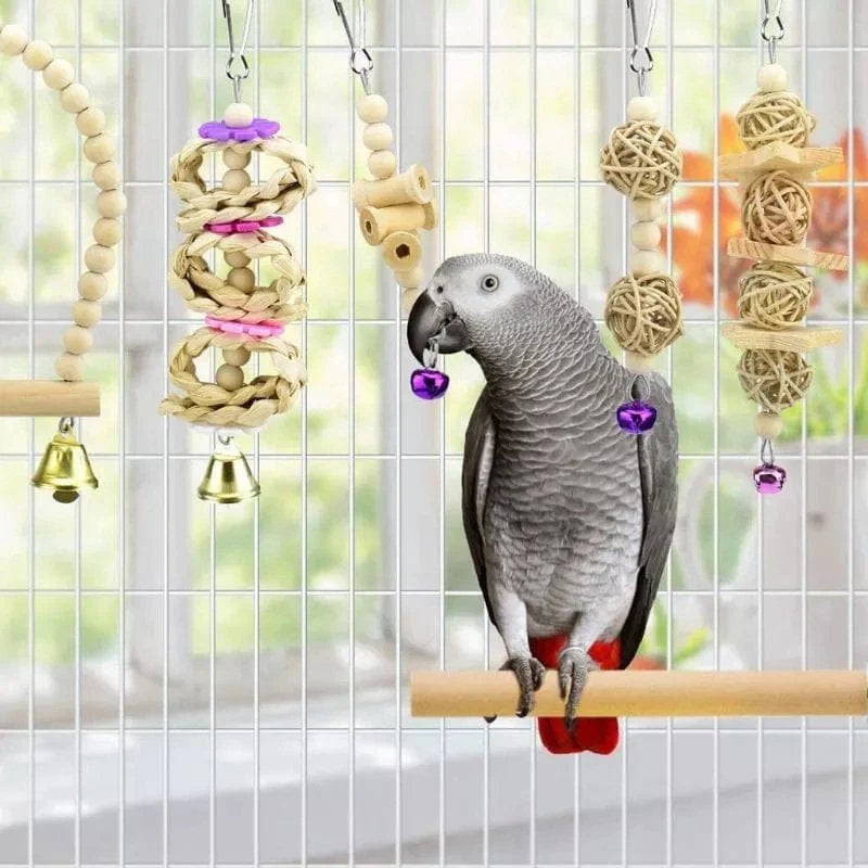 Bird Parrot Swing Toys Chewing Standing Hanging Perch Hammock Climbing Ladder Bird Cage for Budgerigar Parakeet Conure Animals & Pet Supplies > Pet Supplies > Bird Supplies > Bird Ladders & Perches NOBRAND   