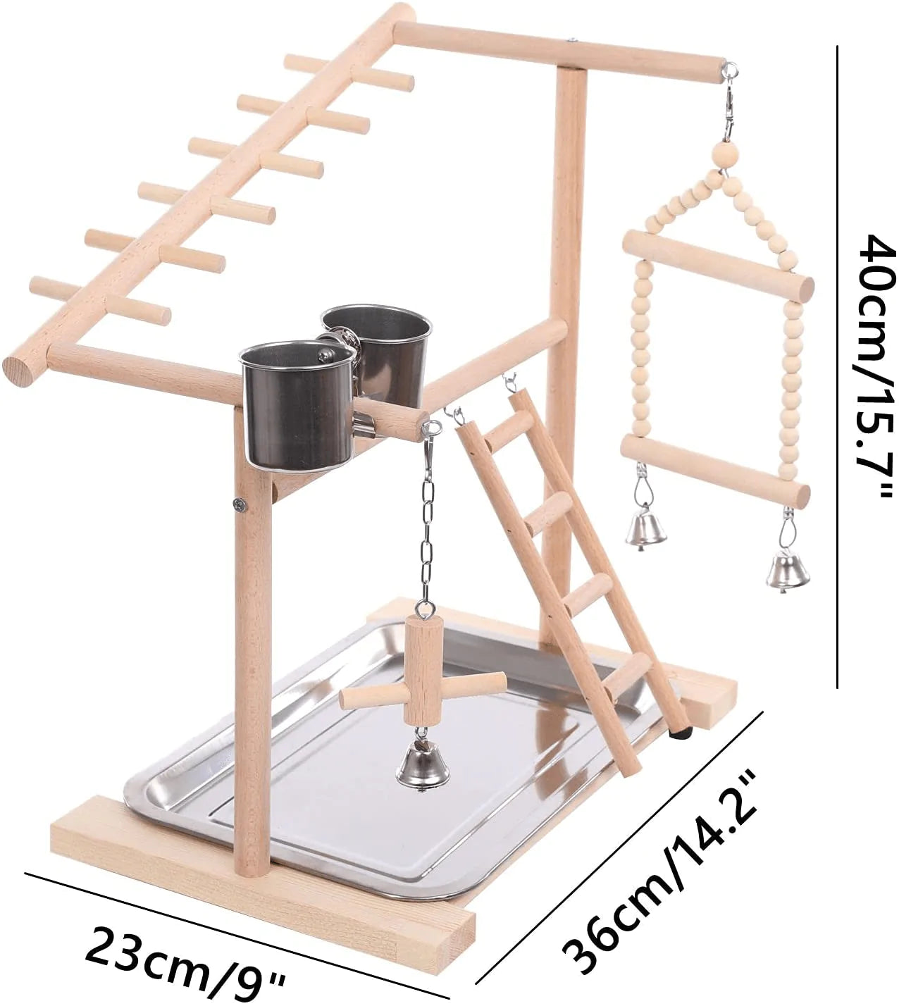 Bird Playground Birdcage Playstand Parrot Play Gym Parakeet Cage Decor Budgie Perch Stand with Feeder Seed Cups Ladder Hanging Swing Chew Toys Parakeets Conures Macaw Cockatiel Finch Animals & Pet Supplies > Pet Supplies > Bird Supplies > Bird Gyms & Playstands QBLEEV   