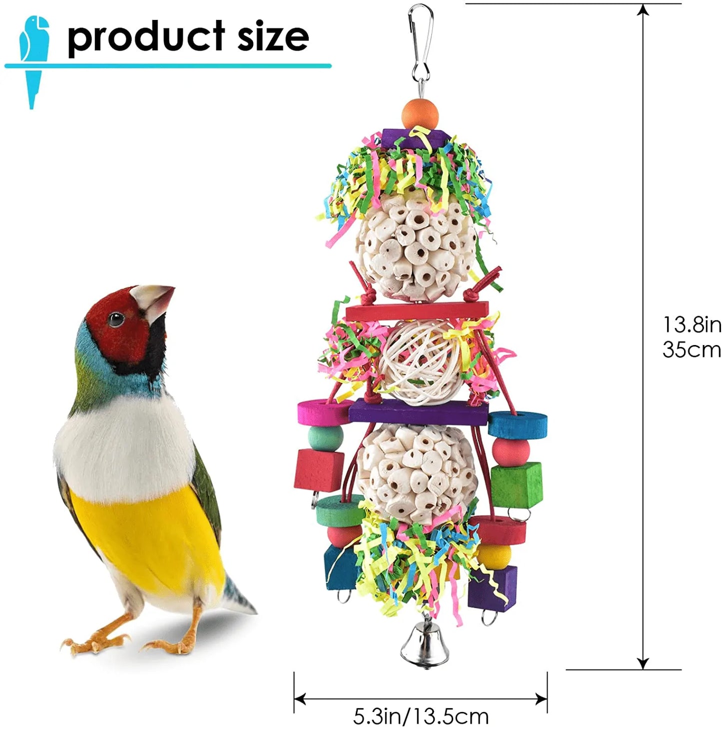 Bissap Conure Toys, Bird Parrot Foraging Shredder Hanging Toys Sola Balls Sepak Takraw with Bell for Small Parrots Parakeets Conures Cockatiels Love Birds Cage Toy Animals & Pet Supplies > Pet Supplies > Bird Supplies > Bird Toys Bissap   