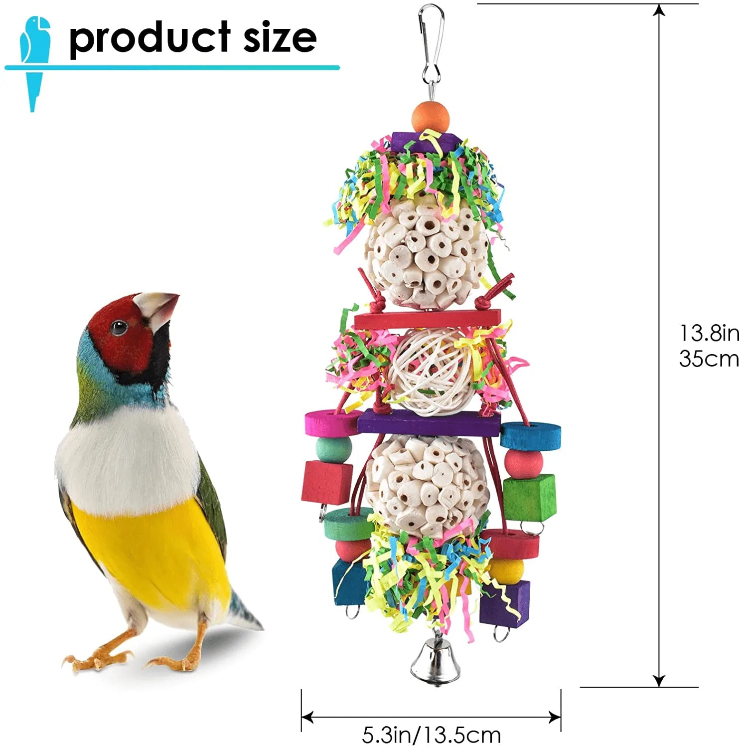 Bissap Conure Toys, Bird Parrot Foraging Shredder Hanging Toys Sola Balls Sepak Takraw with Bell for Small Parrots Parakeets Conures Cockatiels Love Birds Cage Toy Animals & Pet Supplies > Pet Supplies > Bird Supplies > Bird Toys Bissap   