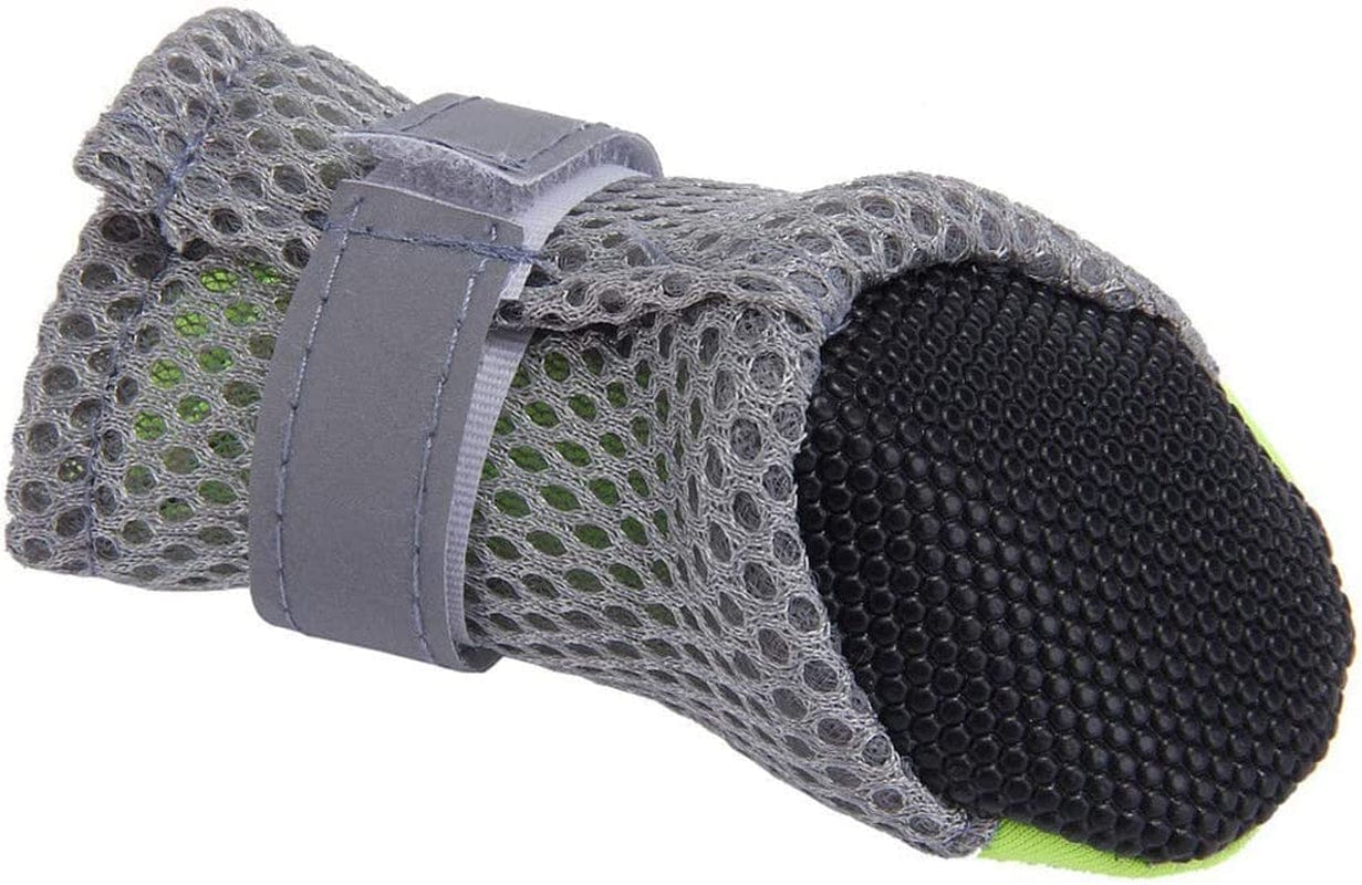 Blackzone 4Pcs Pet Dog Shoes Non-Slip Soft Sole Breathable Mesh Adjustable Straps Boots Fun Black S Animals & Pet Supplies > Pet Supplies > Dog Supplies > Dog Apparel Blackzone   
