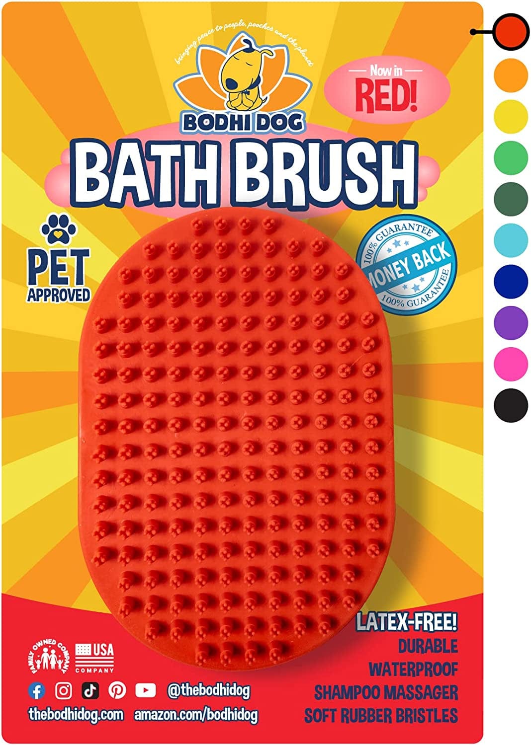 Bodhi Dog Shampoo Brush | Pet Shower & Bath Supplies for Cats & Dogs | Dog Bath Brush for Dog Grooming | Long & Short Hair Dog Scrubber for Bath | Professional Quality Dog Wash Brush Animals & Pet Supplies > Pet Supplies > Dog Supplies > Dog Apparel Bodhi Dog Red One Pack 