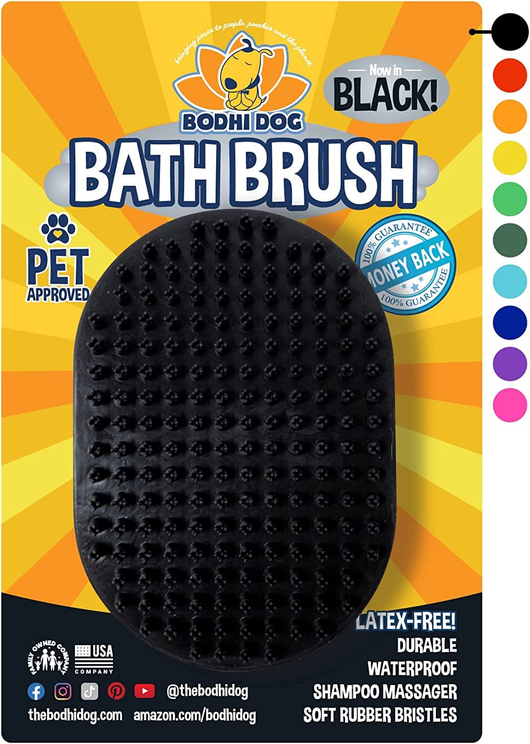 Bodhi Dog Shampoo Brush | Pet Shower & Bath Supplies for Cats & Dogs | Dog Bath Brush for Dog Grooming | Long & Short Hair Dog Scrubber for Bath | Professional Quality Dog Wash Brush Animals & Pet Supplies > Pet Supplies > Dog Supplies > Dog Apparel Bodhi Dog Black One Pack 