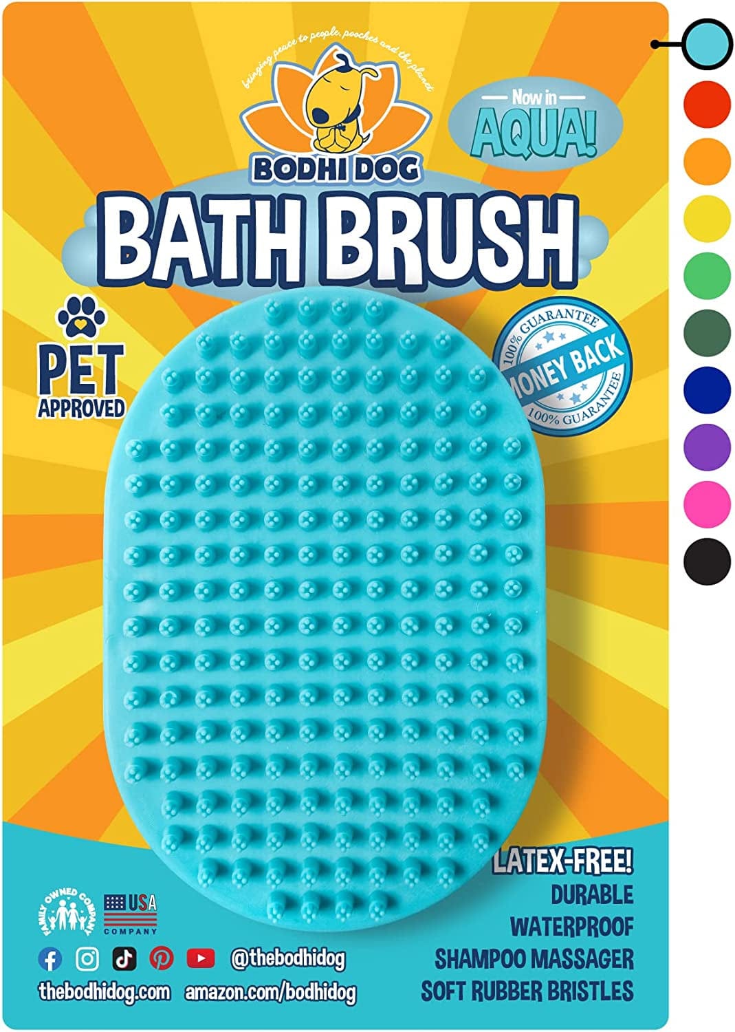 Bodhi Dog Shampoo Brush | Pet Shower & Bath Supplies for Cats & Dogs | Dog Bath Brush for Dog Grooming | Long & Short Hair Dog Scrubber for Bath | Professional Quality Dog Wash Brush Animals & Pet Supplies > Pet Supplies > Dog Supplies > Dog Apparel Bodhi Dog Aqua One Pack 