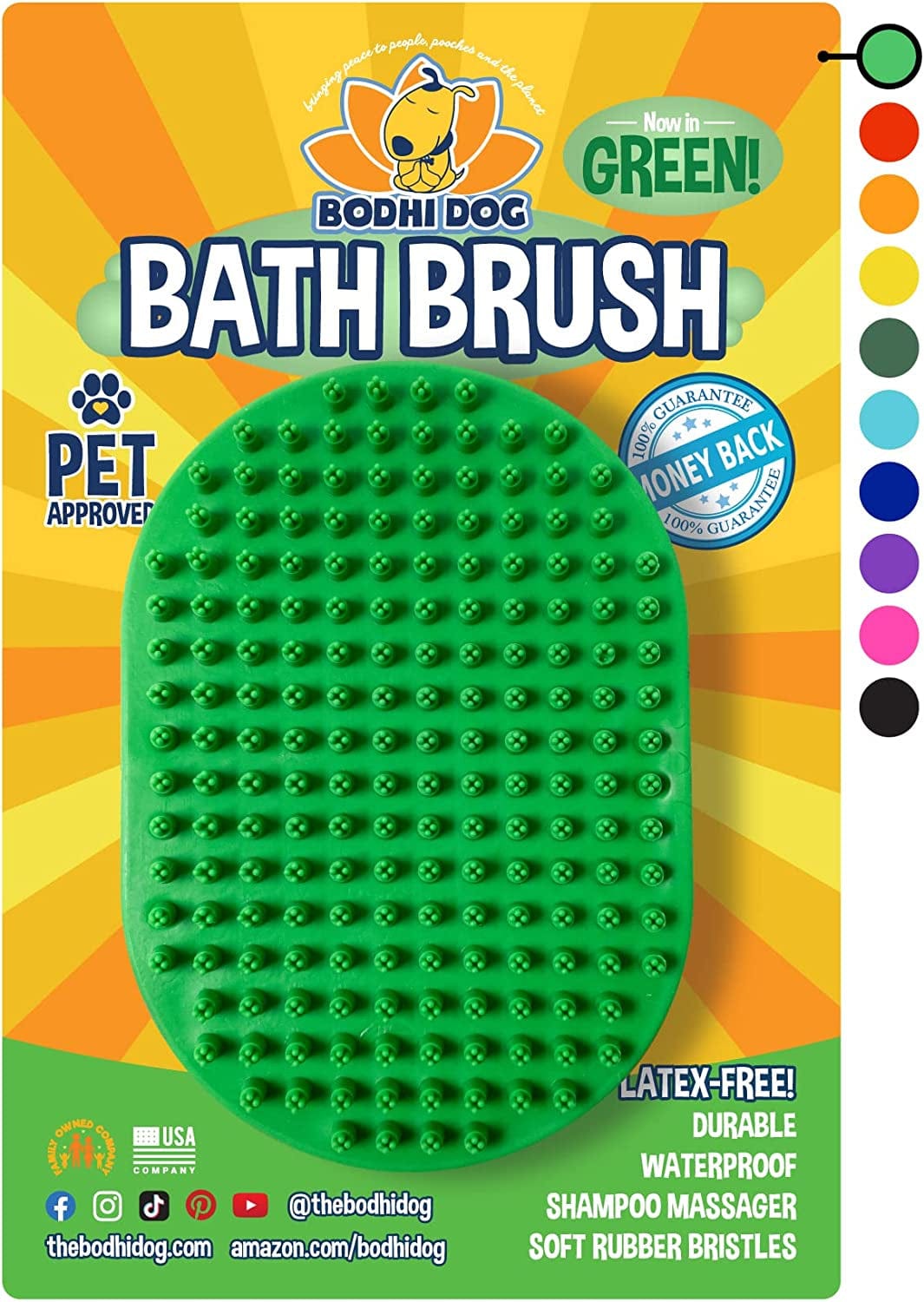 Bodhi Dog Shampoo Brush | Pet Shower & Bath Supplies for Cats & Dogs | Dog Bath Brush for Dog Grooming | Long & Short Hair Dog Scrubber for Bath | Professional Quality Dog Wash Brush Animals & Pet Supplies > Pet Supplies > Dog Supplies > Dog Apparel Bodhi Dog Green One Pack 