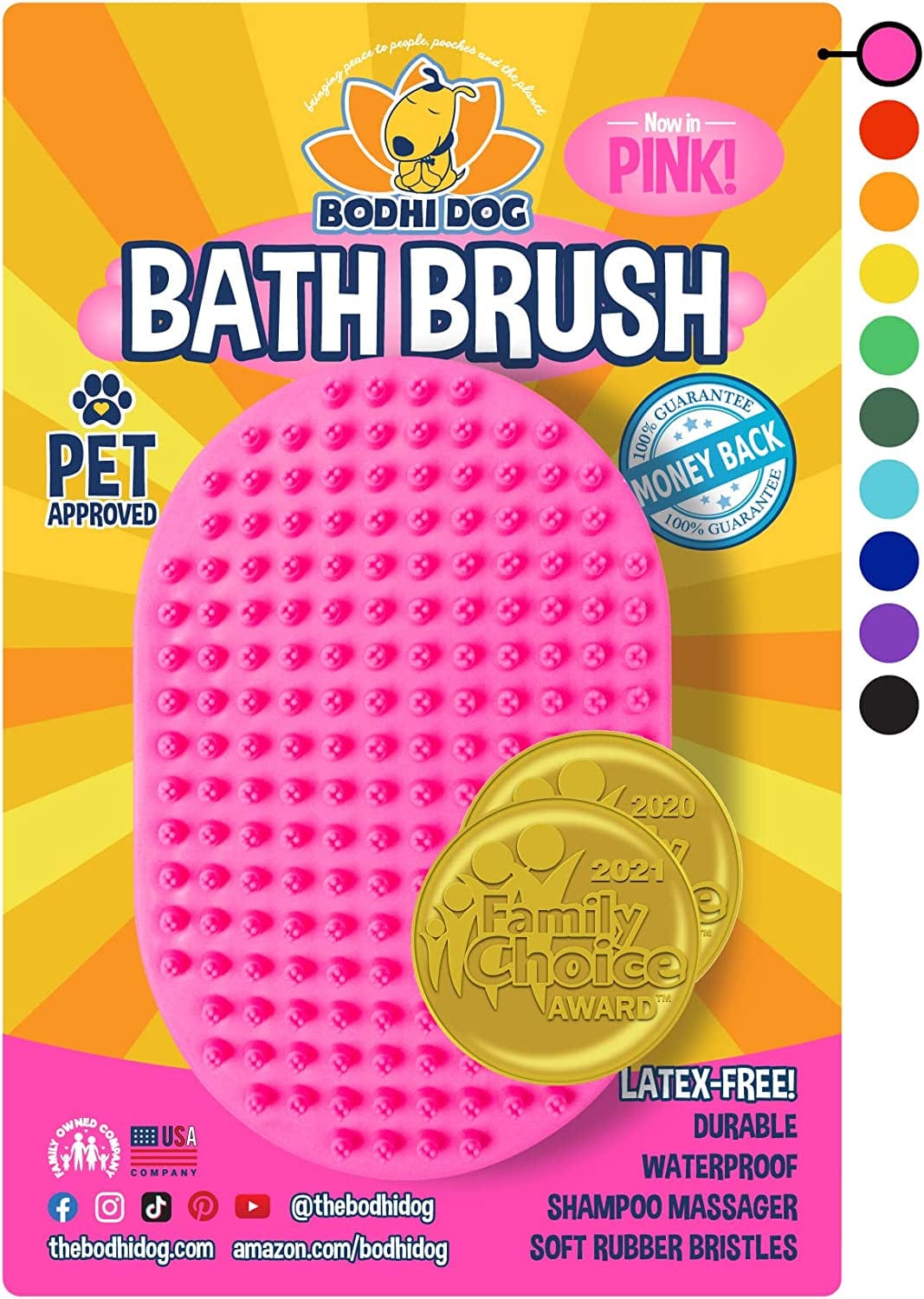 Bodhi Dog Shampoo Brush | Pet Shower & Bath Supplies for Cats & Dogs | Dog Bath Brush for Dog Grooming | Long & Short Hair Dog Scrubber for Bath | Professional Quality Dog Wash Brush Animals & Pet Supplies > Pet Supplies > Dog Supplies > Dog Apparel Bodhi Dog Pink One Pack 