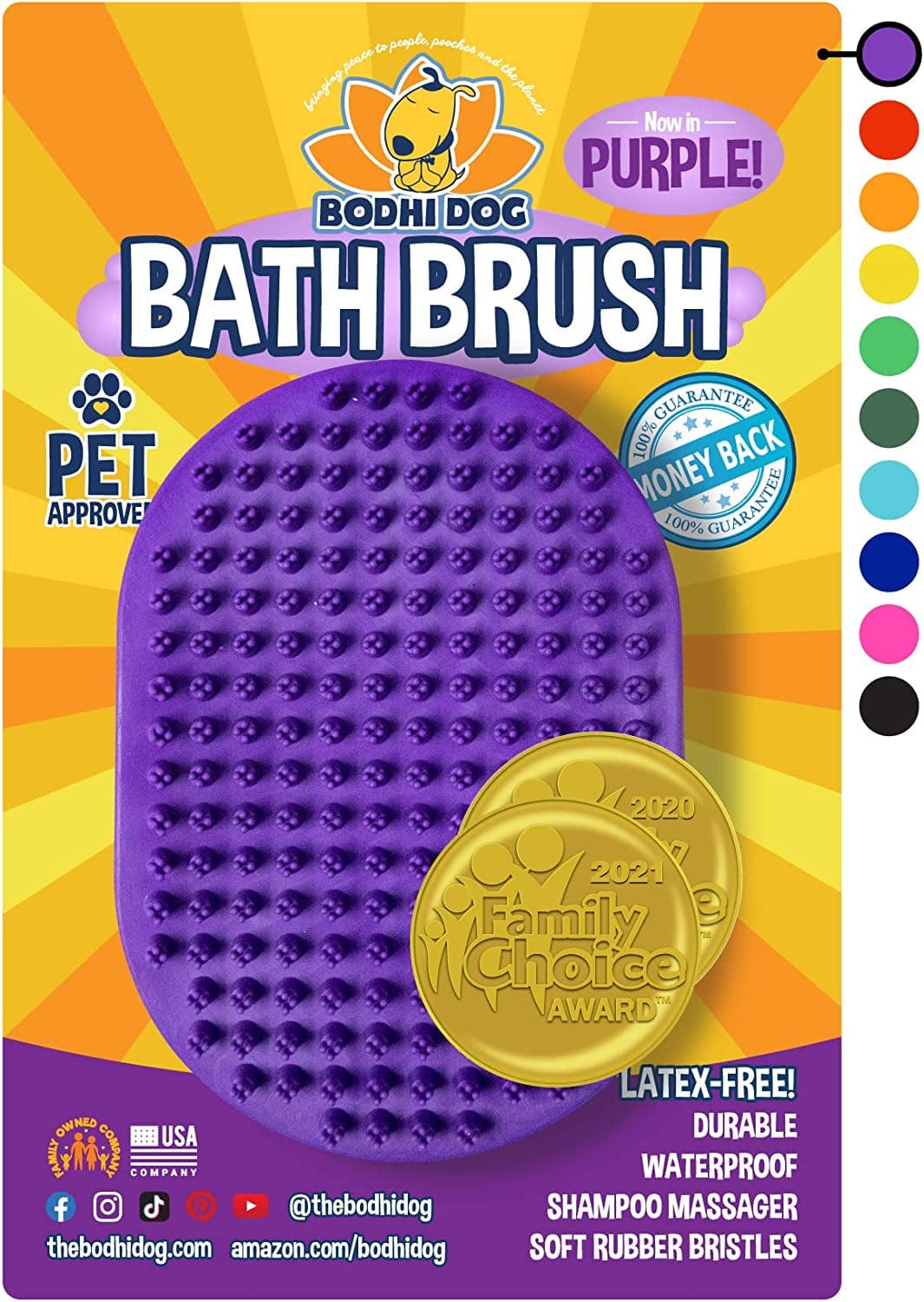 Bodhi Dog Shampoo Brush | Pet Shower & Bath Supplies for Cats & Dogs | Dog Bath Brush for Dog Grooming | Long & Short Hair Dog Scrubber for Bath | Professional Quality Dog Wash Brush Animals & Pet Supplies > Pet Supplies > Dog Supplies > Dog Apparel Bodhi Dog Purple Two Pack 