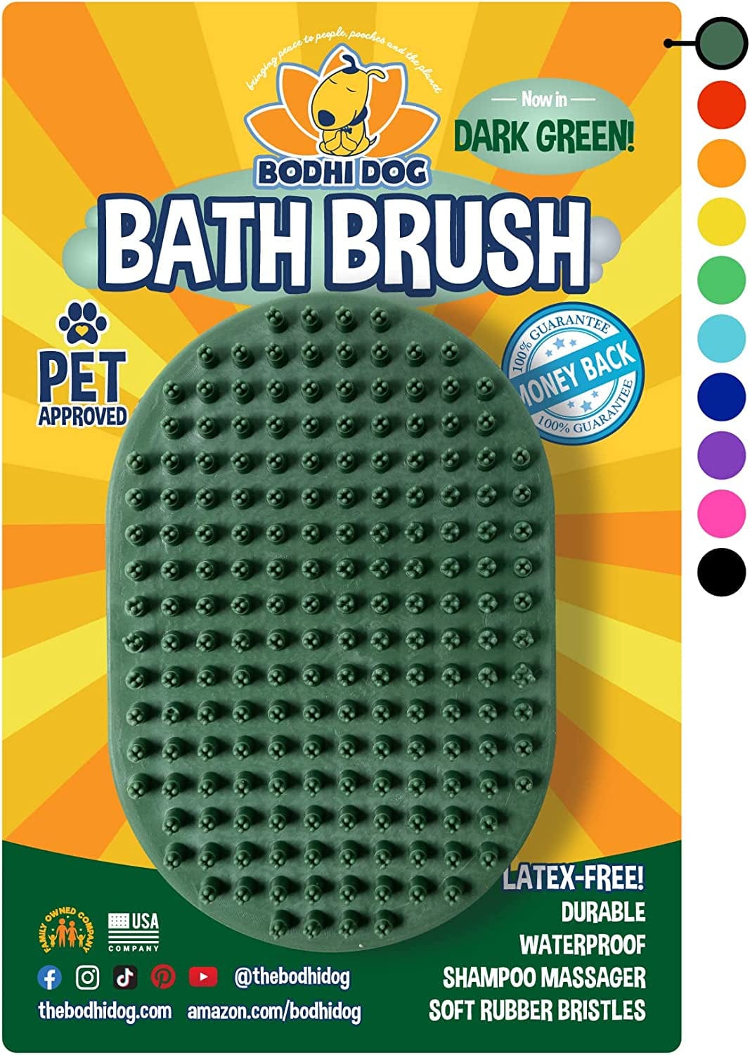 Bodhi Dog Shampoo Brush | Pet Shower & Bath Supplies for Cats & Dogs | Dog Bath Brush for Dog Grooming | Long & Short Hair Dog Scrubber for Bath | Professional Quality Dog Wash Brush Animals & Pet Supplies > Pet Supplies > Dog Supplies > Dog Apparel Bodhi Dog Dark Green One Pack 