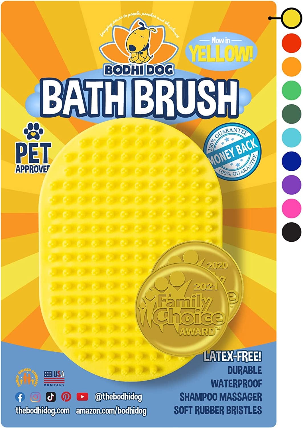 Bodhi Dog Shampoo Brush | Pet Shower & Bath Supplies for Cats & Dogs | Dog Bath Brush for Dog Grooming | Long & Short Hair Dog Scrubber for Bath | Professional Quality Dog Wash Brush Animals & Pet Supplies > Pet Supplies > Dog Supplies > Dog Apparel Bodhi Dog Yellow One Pack 
