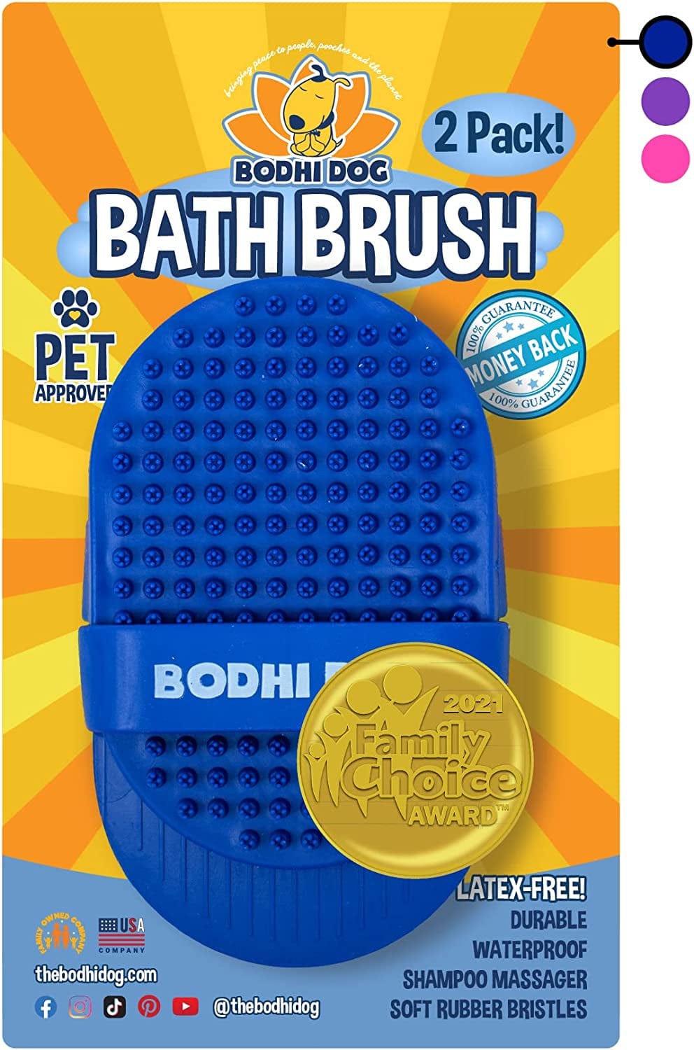 Bodhi Dog Shampoo Brush | Pet Shower & Bath Supplies for Cats & Dogs | Dog Bath Brush for Dog Grooming | Long & Short Hair Dog Scrubber for Bath | Professional Quality Dog Wash Brush Animals & Pet Supplies > Pet Supplies > Dog Supplies > Dog Apparel Bodhi Dog Blue Two Pack 