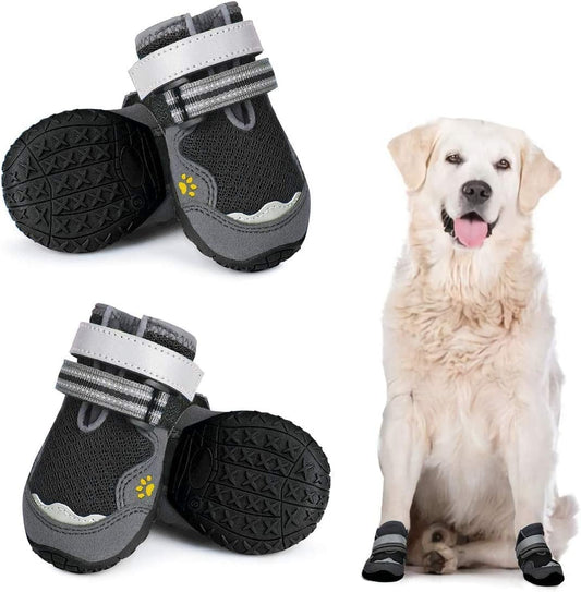 Breathable Dog Booties for Hot Pavement Dog Boots, Mesh Dog Shoes, Outdoor Paw Protectors with Reflective Adjustable Straps and Wear-Resisting Anti-Slip Soles Summer Pet Shoes for Medium to Large Dogs Animals & Pet Supplies > Pet Supplies > Dog Supplies > Dog Apparel Dociote Black 6(L*W:2.8x2.4in) 
