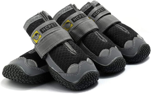 Breathable Mesh Paw Protector Dog Booties for Large Dog with Anti-Slip Sole Adjustable Reflective Straps Waterproof Winter Dog Shoes for Medium Large Dogs Hiking Running (7(2.6Inchwidth), Black) Animals & Pet Supplies > Pet Supplies > Dog Supplies > Dog Apparel HCPET Black 7(2.6inchwidth) 