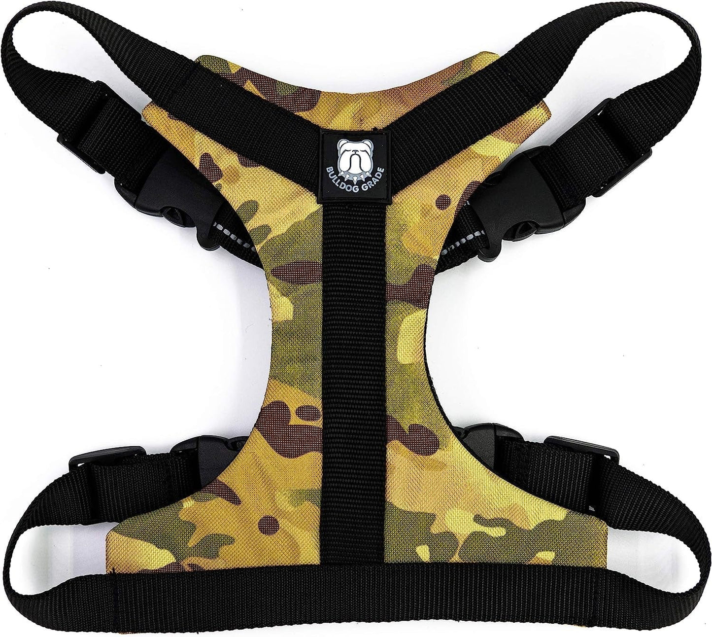 Bulldog Grade No Pull Dog Harness - Custom Fit, Reflective Vest Harnesses with Handle Designed for English Bulldogs, French Bulldogs, and American Bulldogs (Small, Canine Khaki Camo) Animals & Pet Supplies > Pet Supplies > Dog Supplies > Dog Apparel Bulldog Grade Canine Khaki Camo Small 