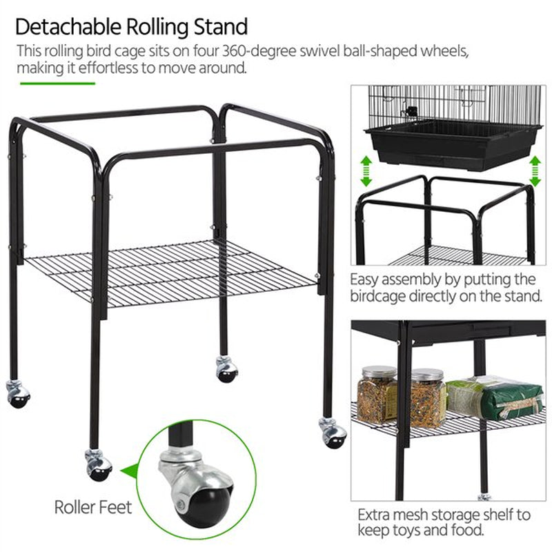 Smilemart 53.5" Metal Rolling Bird Cage with Play Top Stand, Black Animals & Pet Supplies > Pet Supplies > Bird Supplies > Bird Cages & Stands SmileMart   