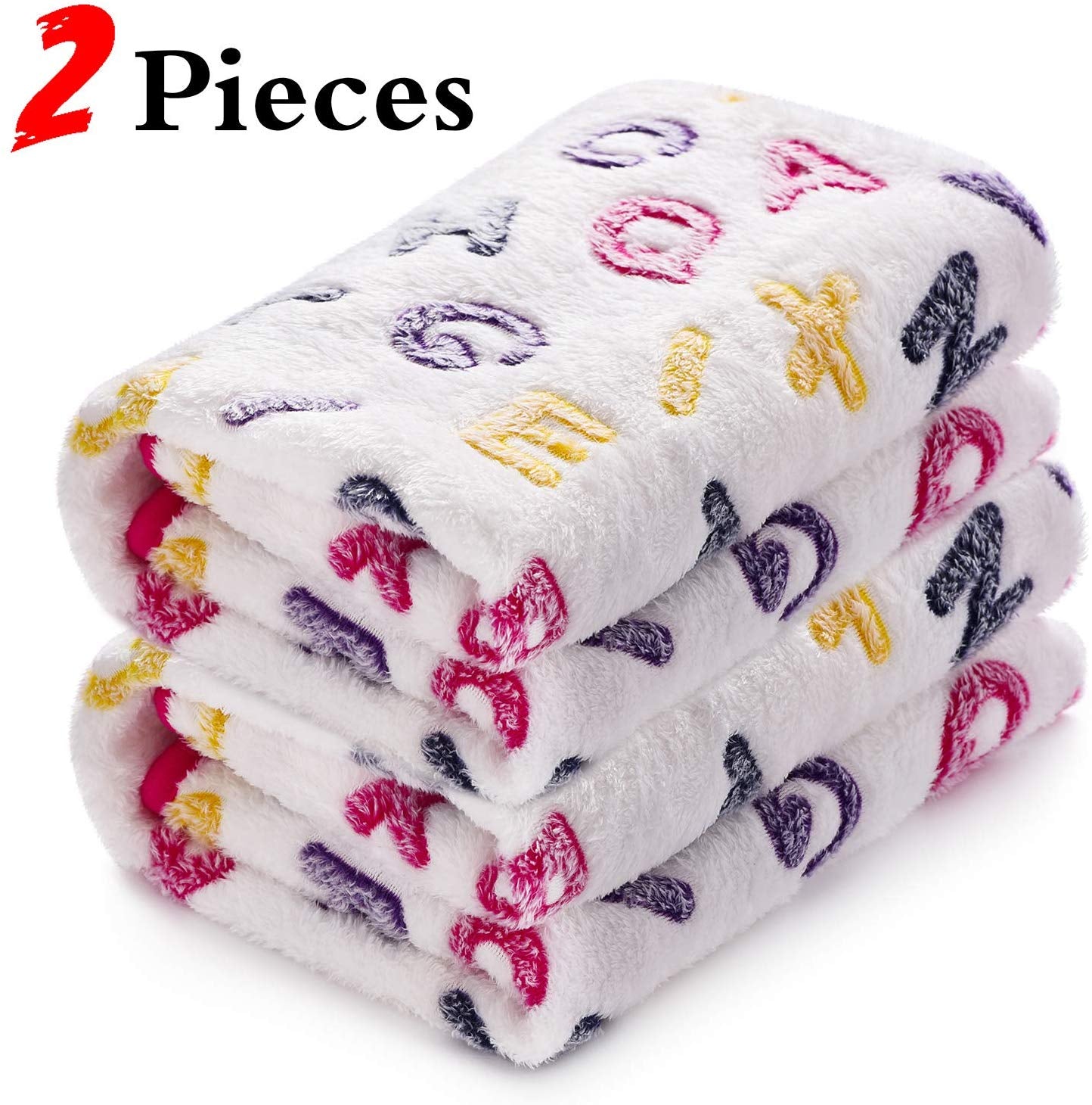 LUXMO 2 Pack Dog Cat Puppy Blanket Warm Soft Pet Blankets Sleep Mat Bed Cover with Paw Print for Dog Cat Puppy Kitten and Other Small Animals