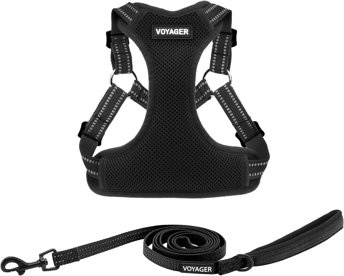 Best Pet Supplies Voyager Adjustable Dog Harness with Reflective Stripes for Walking, Jogging, Heavy-Duty Full Body No Pull Vest with Leash D-Ring, Breathable All-Weather - Harness (Red), M Animals & Pet Supplies > Pet Supplies > Dog Supplies > Dog Apparel Best Pet Supplies, Inc. Black (Leash Bundle) XS (Chest: 13 - 16") 