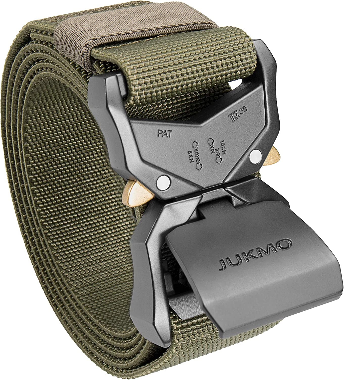 JUKMO Tactical Belt, Military Hiking Rigger 1.5" Nylon Web Work Belt with Heavy Duty Quick Release Buckle