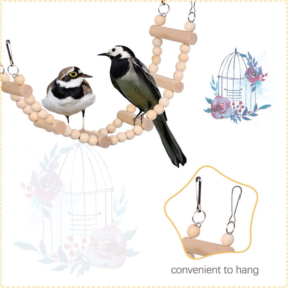 QBLEEV 8 Pcs Bird Toys, Parrot Chewing Toys Cage Hanging Swing with Bells, Pet Wooden Perch Hammock for Budgies Parakeets Conures Love Birds Cockatiel Finches Animals & Pet Supplies > Pet Supplies > Bird Supplies > Bird Toys QBLEEV   