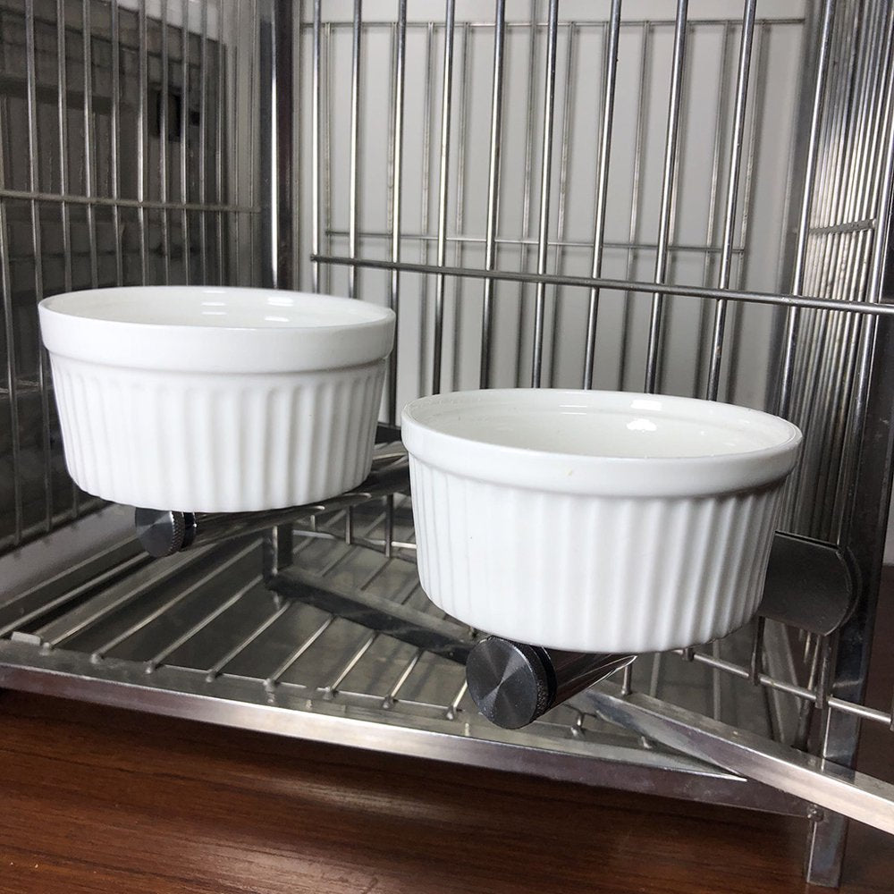 Birds Food Dish Removable Ceramics Feeding Bowls with Stainless Steel Bracket Animals & Pet Supplies > Pet Supplies > Bird Supplies > Bird Cage Accessories Vonets   