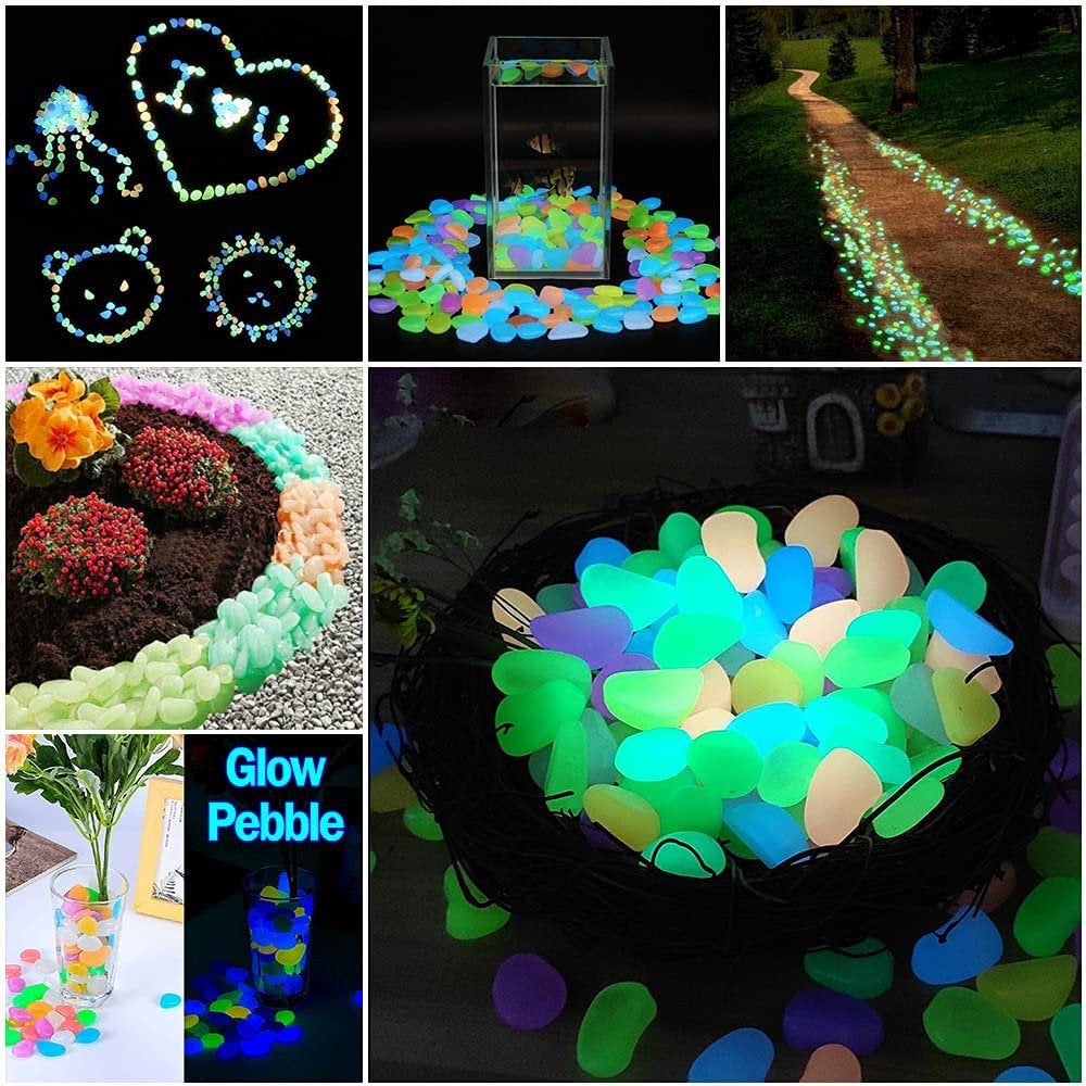 Manunclaims 50Pcs Glow in the Dark Pebbles, Glowing Rocks for Aquarium Decoration, Outdoor Decor, Garden Lawn Yard, Walkway, Fish Tank, Pathway, Driveway Animals & Pet Supplies > Pet Supplies > Fish Supplies > Aquarium Decor Manunclaims   