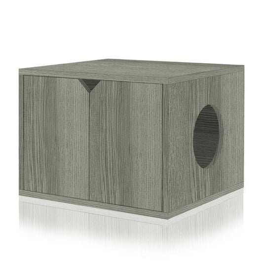 Way Basics Eco Cat Litter Box Enclosure Modern Cat Furniture Pet Crate with Side Hole (Tool-Free Assembly and Uniquely Crafted from Sustainable Non Toxic Zboard Paperboard), Grey Animals & Pet Supplies > Pet Supplies > Cat Supplies > Cat Furniture Way Basics   