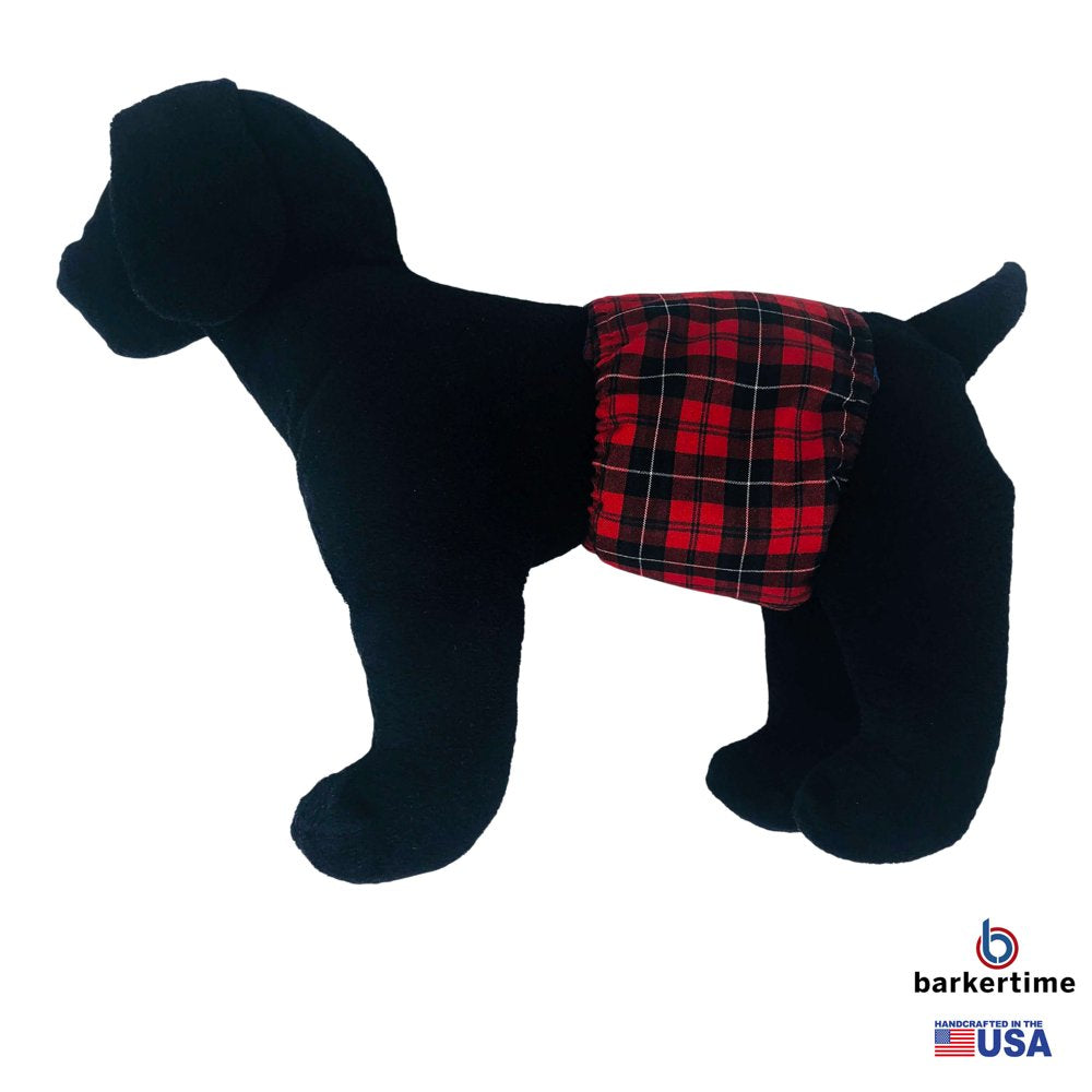 Barkertime Red Plaid Washable Dog Belly Band Male Wrap - Made in USA Animals & Pet Supplies > Pet Supplies > Dog Supplies > Dog Diaper Pads & Liners Barkertime   