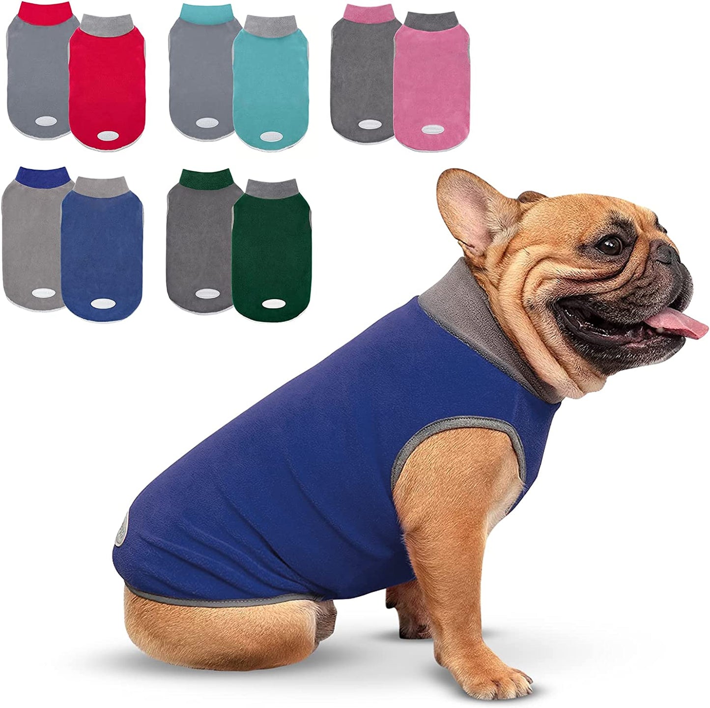 Cyeollo 2 Pack Small Dog Fleece Sweater Stretchy Pullover Sweatshirt Boy Dog Sweatshirt with Reflective Stripe Pet Blue Dog Clothes Dog Sweaters Turquoise & Grey Animals & Pet Supplies > Pet Supplies > Dog Supplies > Dog Apparel cyeollo 2# Navy & Grey Medium 