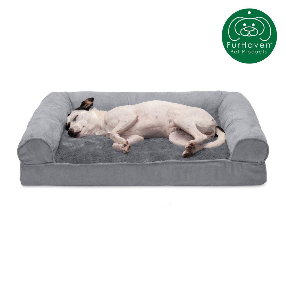 Furhaven Pet Products | Dog Bed Full Support Orthopedic Ultra Plush Sofa-Style Couch Bed for Dogs & Cats, Gray, Jumbo Plus Animals & Pet Supplies > Pet Supplies > Cat Supplies > Cat Beds FurHaven Pet M Gray 