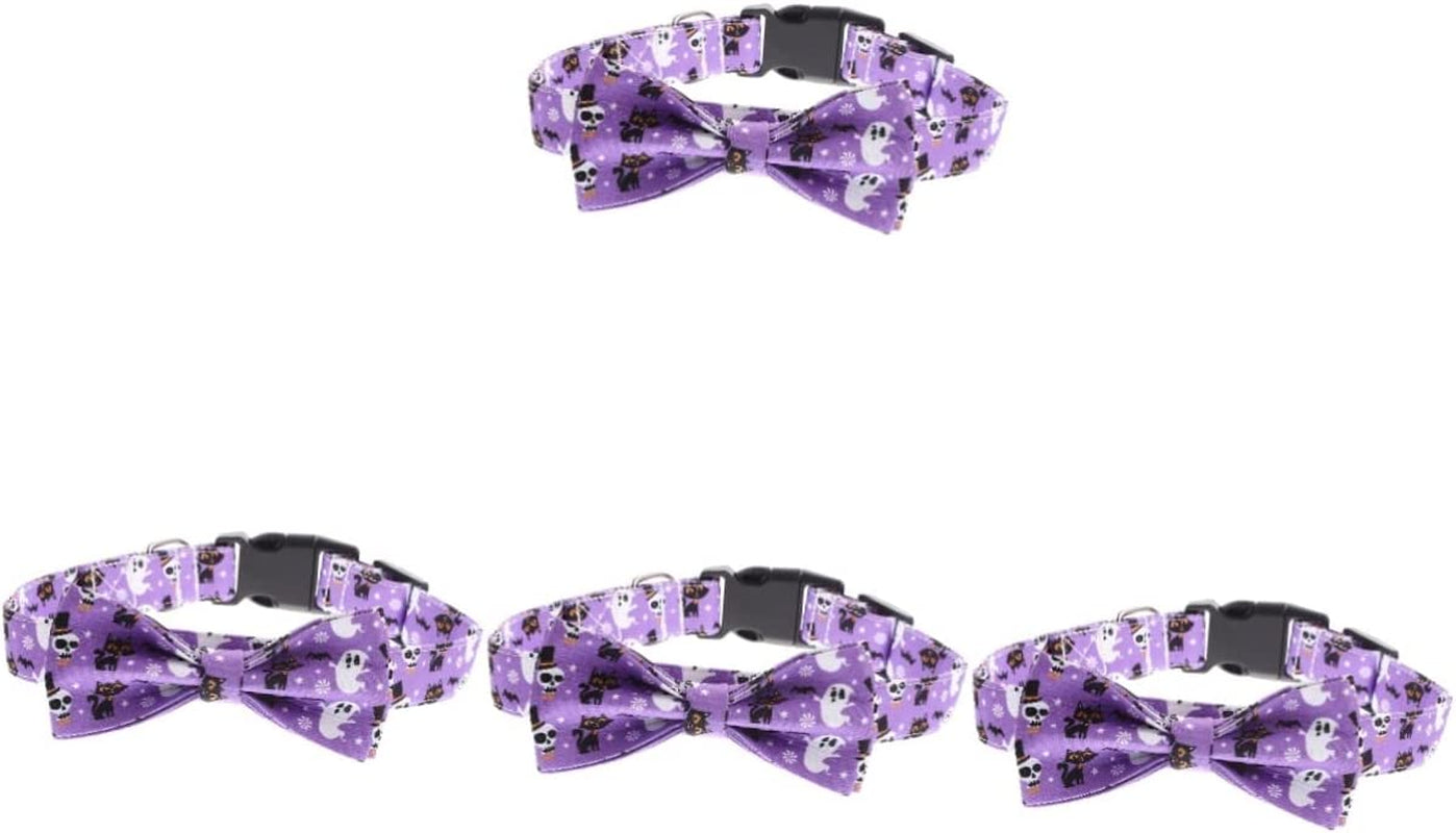 Generic 4Pcs Cat Decor Themed Collar Neckwear Pets Medium Collars Bowtie Bow Cats Fancy Designed Halloween Dog Photo for Removable Pet Comfortable Cute Decorative Adjustable Ties Purple Animals & Pet Supplies > Pet Supplies > Dog Supplies > Dog Apparel generic Purple 50X2.5X1CMx4pcs 