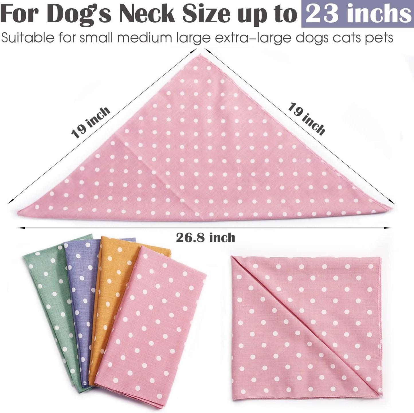 4PCS Summer Dog Bandanas Cute Soft Cotton Puppy Cat Scarfs Washable Daily Handkerchief Pink Green Blue Orange Comfortable Gifts, Adjustable Accessories for Small Medium Large Girl Boy Pup Pet Animals & Pet Supplies > Pet Supplies > Dog Supplies > Dog Apparel C.C Xavier   