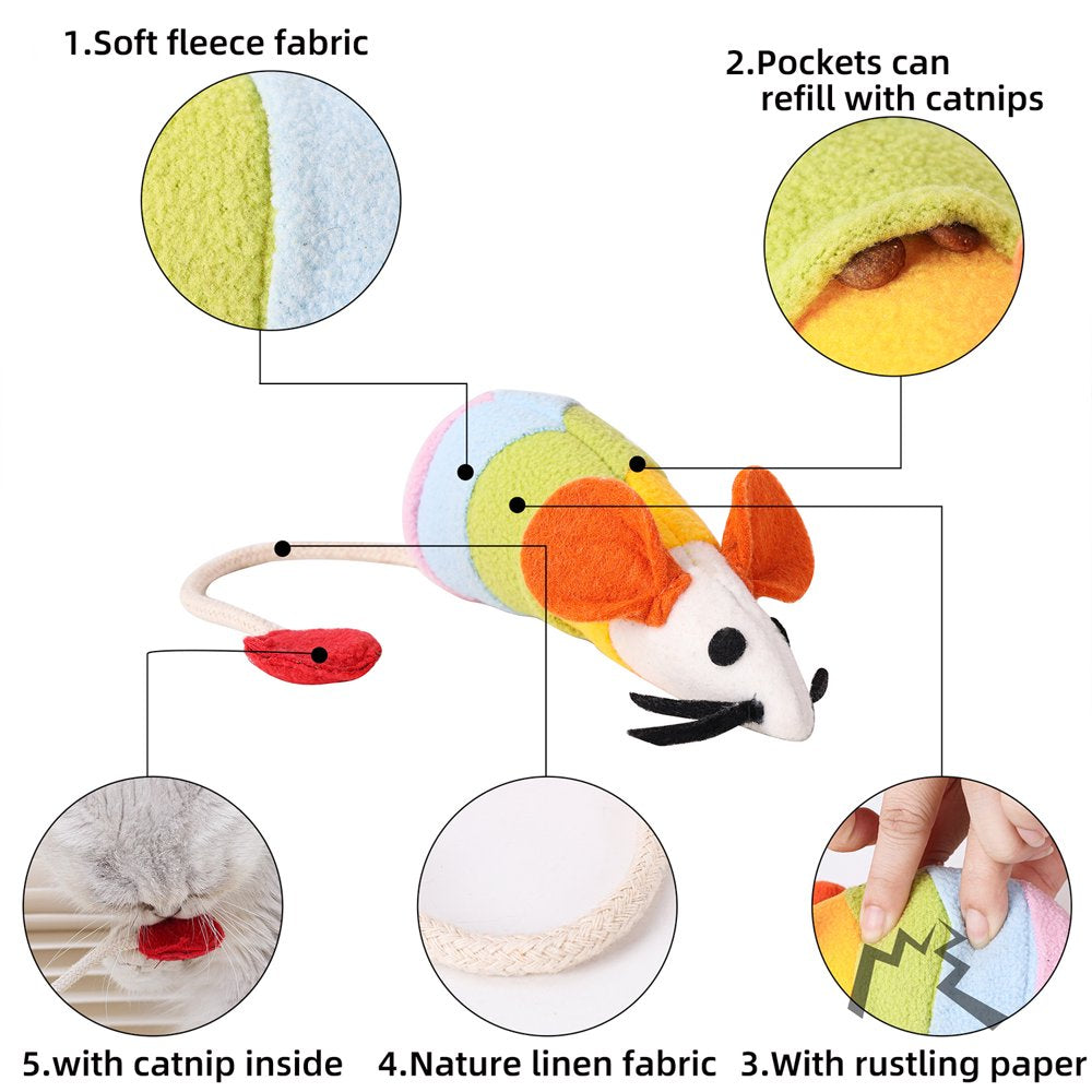 Fastsun Furry Mice Cat Toys, Rattling Catnip Toys Mice, 7” Colored Catnip Toy with Sound, Catnip Prefilled Cat Mice Toy for Indoor Cats Kitten Interactive Play Fetch Animals & Pet Supplies > Pet Supplies > Cat Supplies > Cat Toys FastSun   