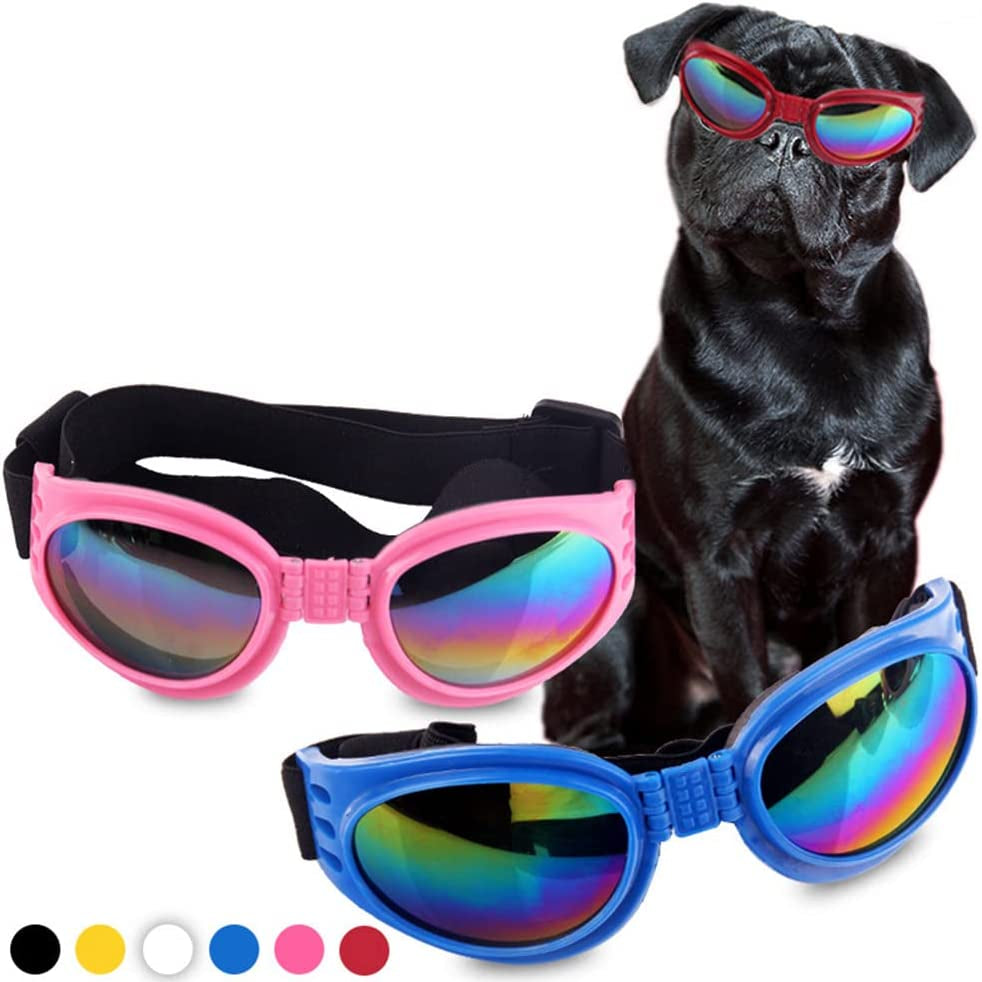 Mekek Pet Dog Sunglasses Summer Windproof Foldable Sunscreen Anti-Uv Goggles Eye Wear UV Protection Doggy Goggles Adjustable Pet Supplies Pink One Size Animals & Pet Supplies > Pet Supplies > Dog Supplies > Dog Apparel Mekek   