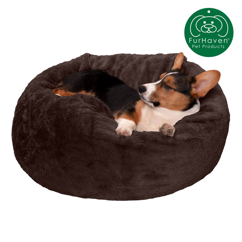 Furhaven Pet Products round Plush Ball Pet Bed for Dogs & Cats, Espresso, Extra Large Animals & Pet Supplies > Pet Supplies > Cat Supplies > Cat Beds FurHaven Pet M Espresso 