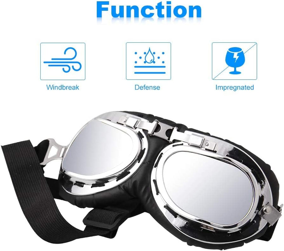 Tylu Dog Goggles Dog Sunglasses Eye Protection Steampunk Motorcycle Glasses with Elastic Adjustable Strap UV Protection Dustproof for Medium Large Breed Outdoor Driving Cycling Skiing Animals & Pet Supplies > Pet Supplies > Dog Supplies > Dog Apparel Tylu   