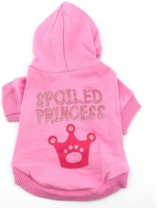 SMALLLEE_LUCKY_STORE Pink Hoodie Hooded Christmas T Tee Shirt Small Dog Christmas Clothes Costume - Spoiled Princess XS Animals & Pet Supplies > Pet Supplies > Dog Supplies > Dog Apparel SMALLLEE_LUCKY_STORE XS (Neck: 6.5" Back: 7.5" Chest: 12")  