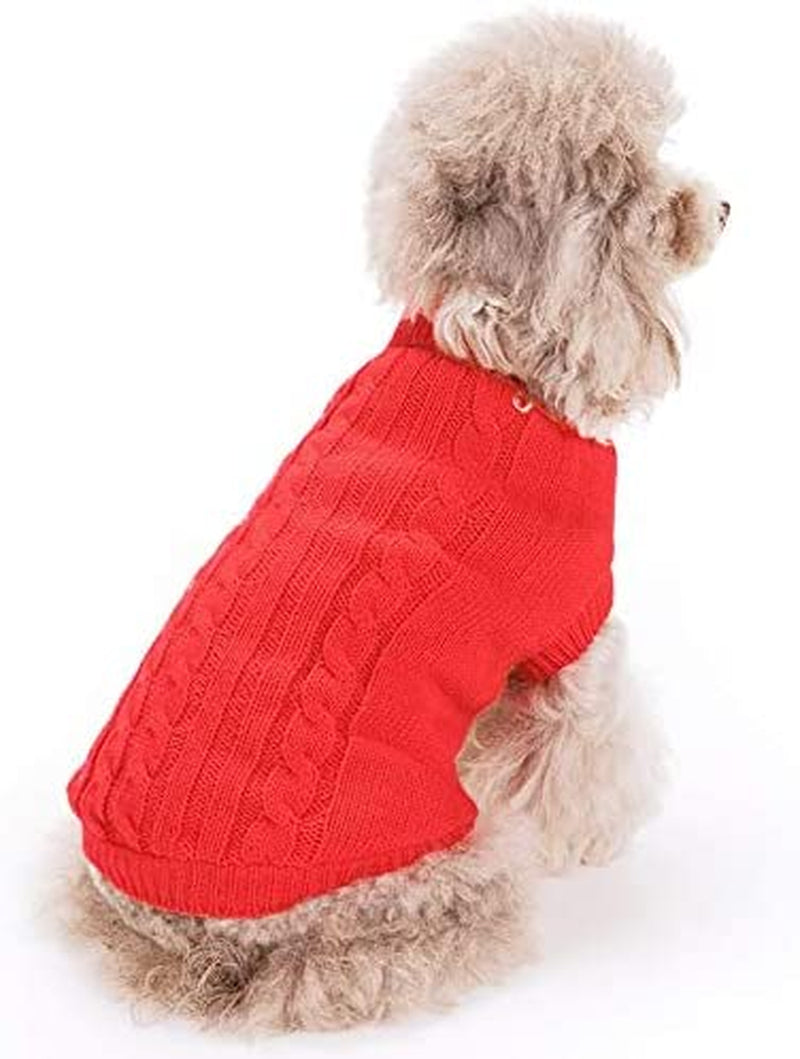 FAMI Small Dog Sweaters Knitted Pet Cat Sweater Warm Dog Sweatshirt Dog Winter Clothes Kitten Puppy Sweater(Pink,M) Animals & Pet Supplies > Pet Supplies > Dog Supplies > Dog Apparel FAMI Red Small 