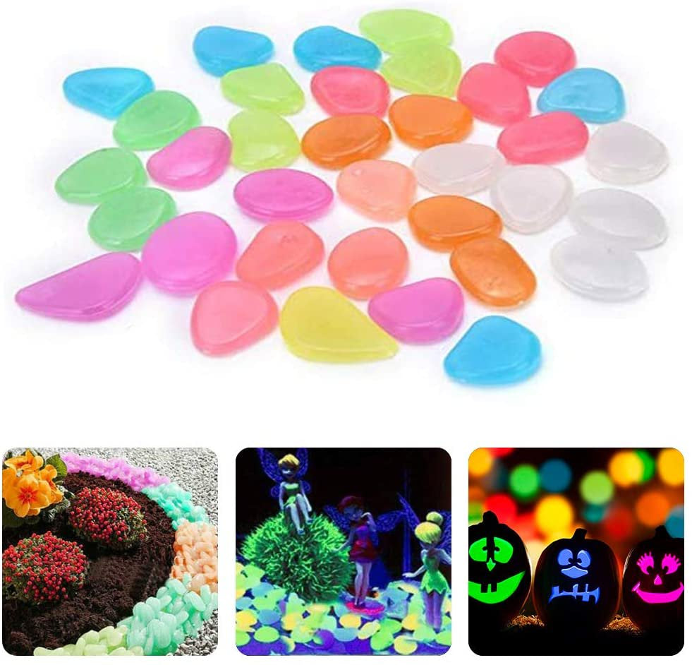 Manunclaims 50Pcs Glow in the Dark Pebbles, Glowing Rocks for Aquarium Decoration, Outdoor Decor, Garden Lawn Yard, Walkway, Fish Tank, Pathway, Driveway Animals & Pet Supplies > Pet Supplies > Fish Supplies > Aquarium Decor Manunclaims Mix-color*  