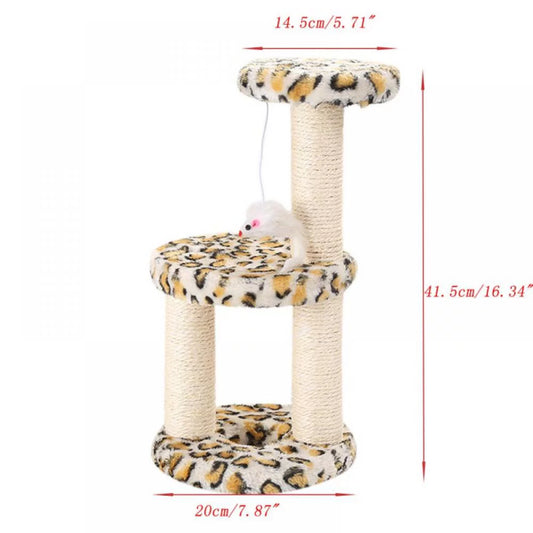 Shengshi 3 Layer Cat Tower Furniture Tree with Sisal, Covered round Scratching Posts