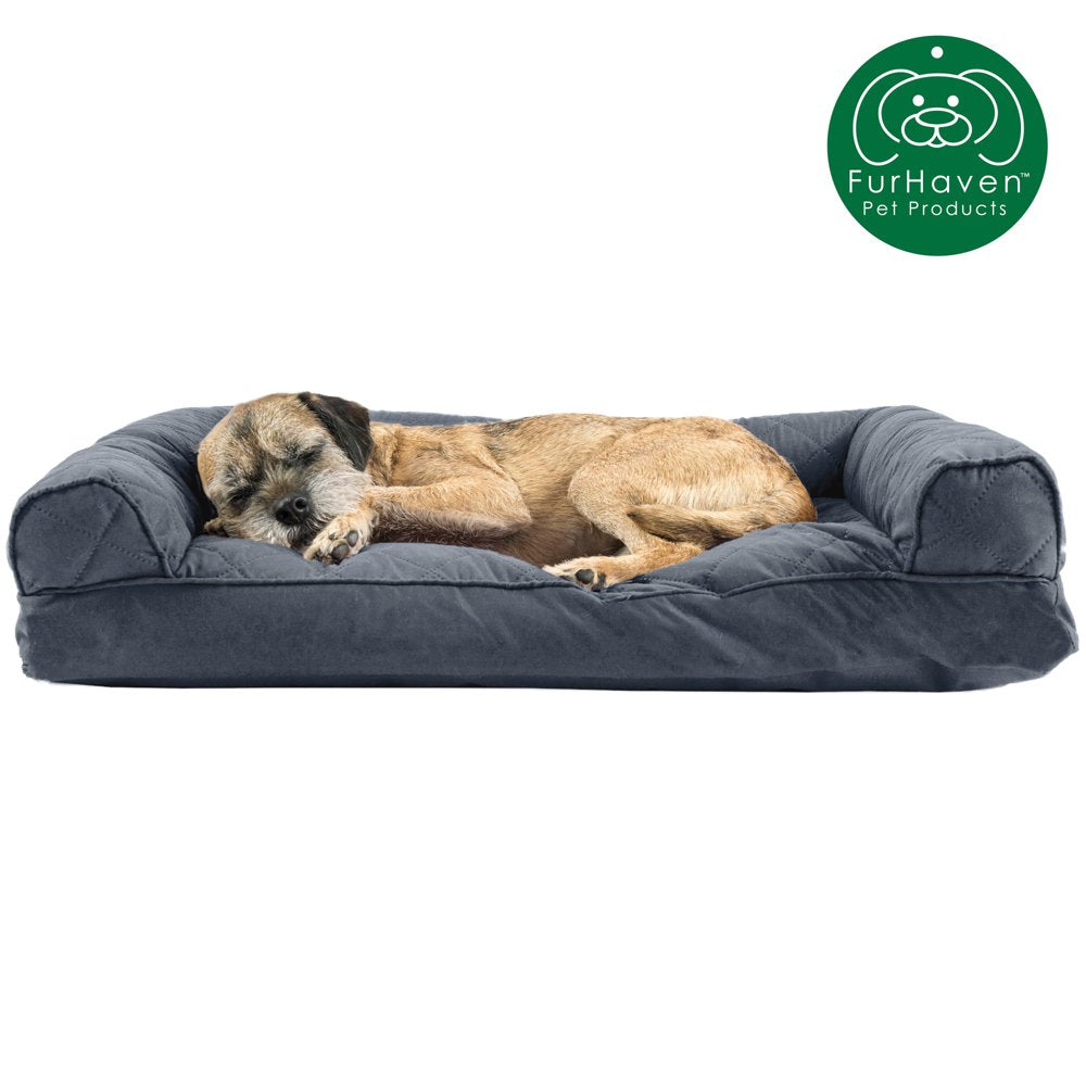 Furhaven Pet Products | Quilted Pillow Sofa Pet Bed for Dogs & Cats, Navy, Medium Animals & Pet Supplies > Pet Supplies > Cat Supplies > Cat Beds FurHaven Pet Products M Iron Gray 