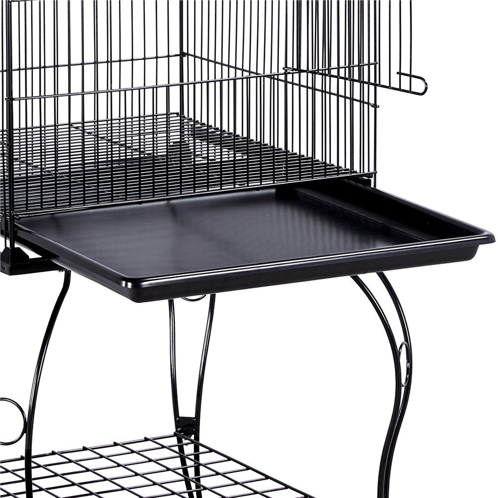 Topeakmart 59'' H Open Top Metal Bird Cage Rolling Parrot Cage with Stand for Small Birds Parakeet Lovebirds Cockatiel Canary Black Animals & Pet Supplies > Pet Supplies > Bird Supplies > Bird Cages & Stands Topeakmart   