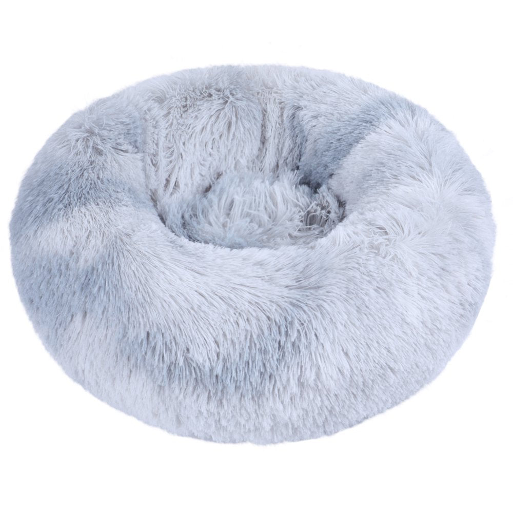 Round Plush Pet Bed for Dogs & Cats,Fluffy Soft Warm Calming Bed Sleeping Kennel Nest Animals & Pet Supplies > Pet Supplies > Cat Supplies > Cat Beds source max 20" white grey 