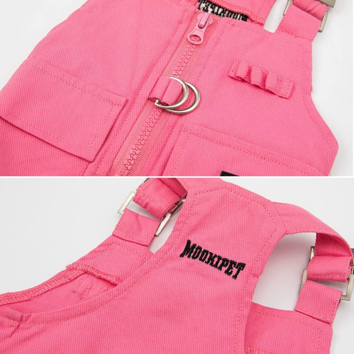 Pet Dog Clothes Breathable Cotton Sleeveless T-Shirt Waistcoat Adjustable Shoulder Strap Zipper Jacket (M,Pink) Animals & Pet Supplies > Pet Supplies > Dog Supplies > Dog Apparel Petrend   