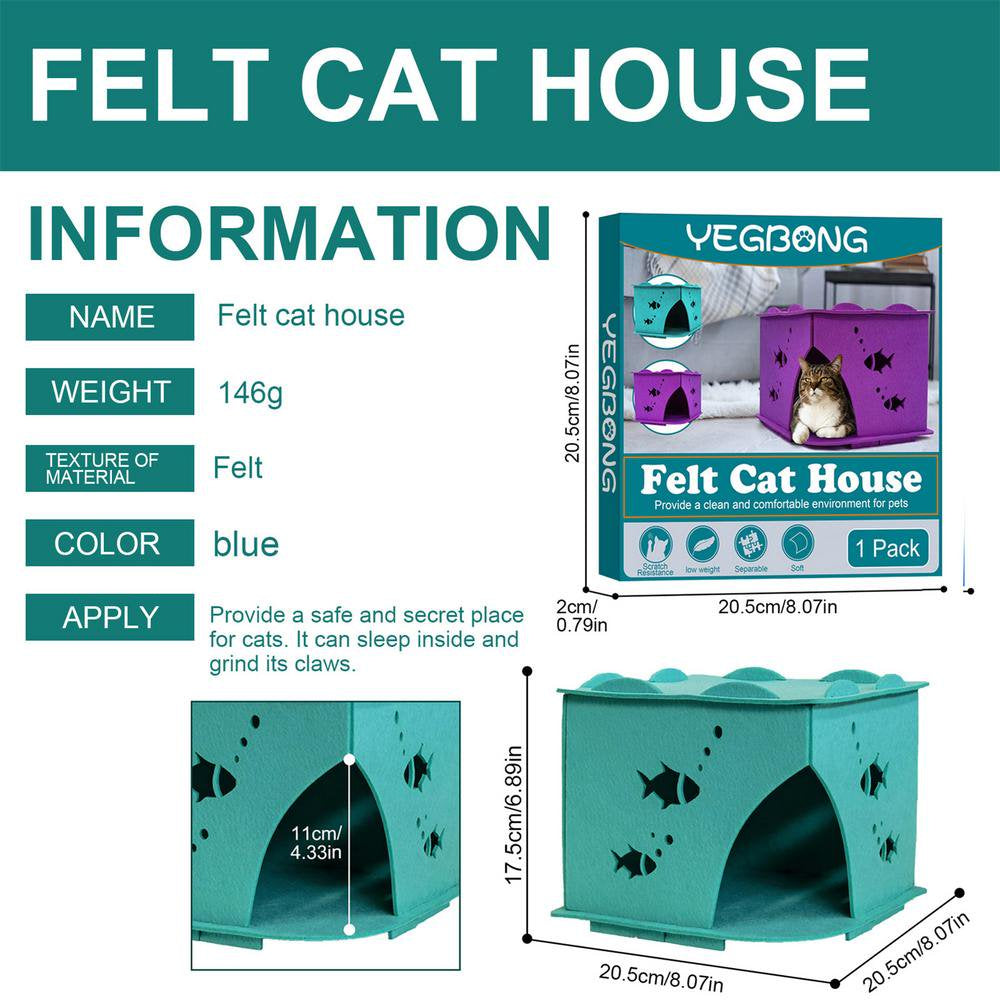 Famure Felt Cat Cave Cute Pet Tent House Comfortable Kitten House Bed Easy to Install Strong and Non-Deformable Foldable Felt House for Puppy Kitten Small Animals Imaginative Animals & Pet Supplies > Pet Supplies > Dog Supplies > Dog Houses Famure   